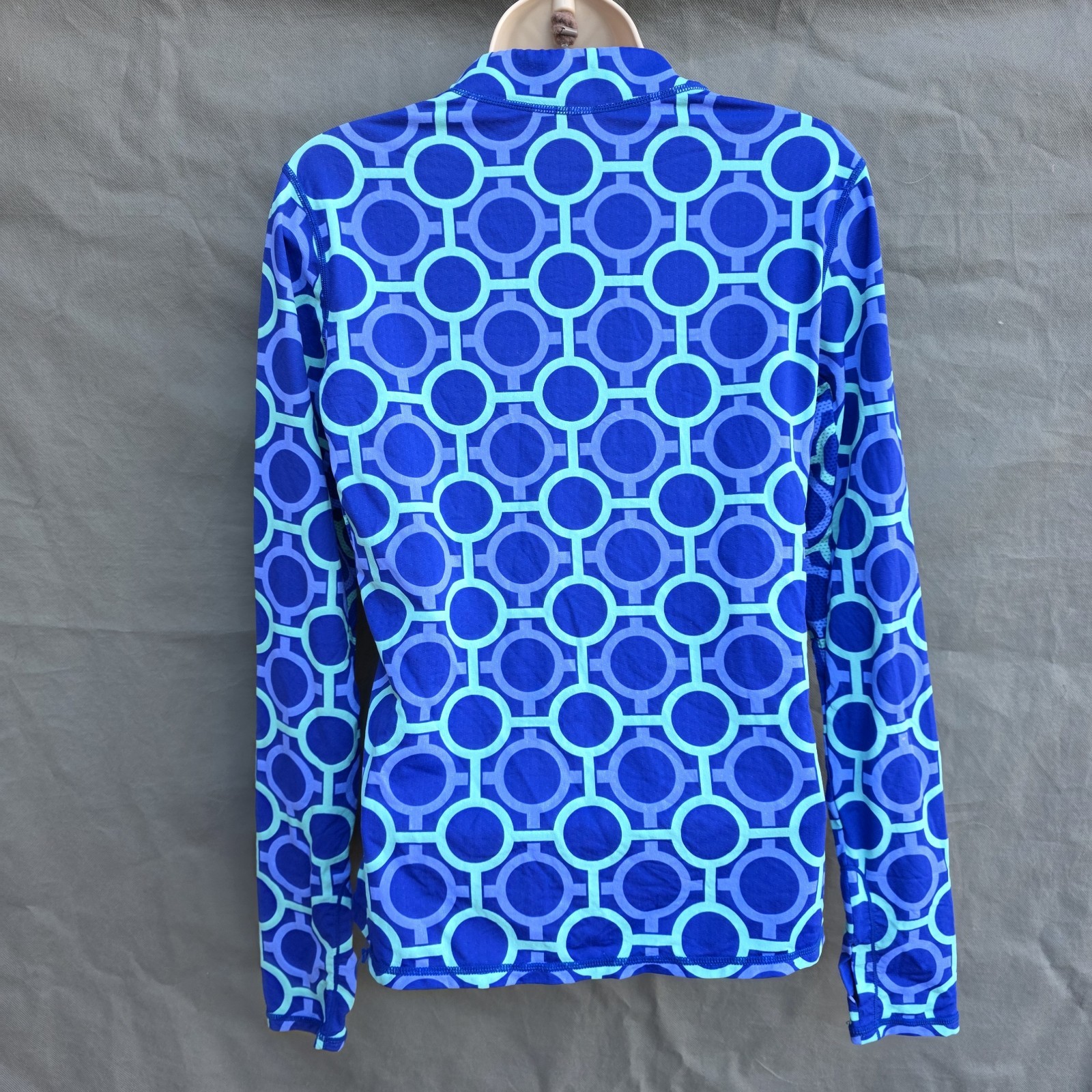 Sol Chill All For Color Size S Pullover Shirt Quarter Zip Mesh Blue Green Golf