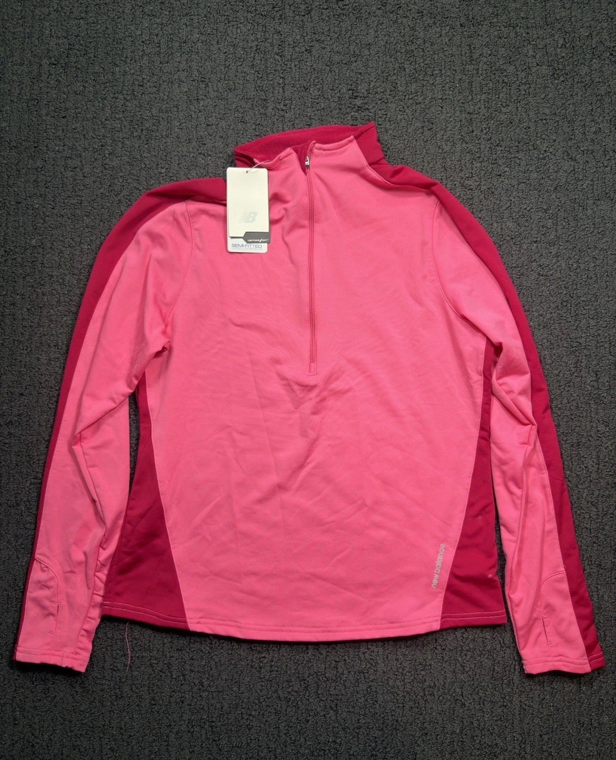 New Balance Pink Two Tone Colorblock Stretch 1/2 Zip Long Sleeve Top Size L