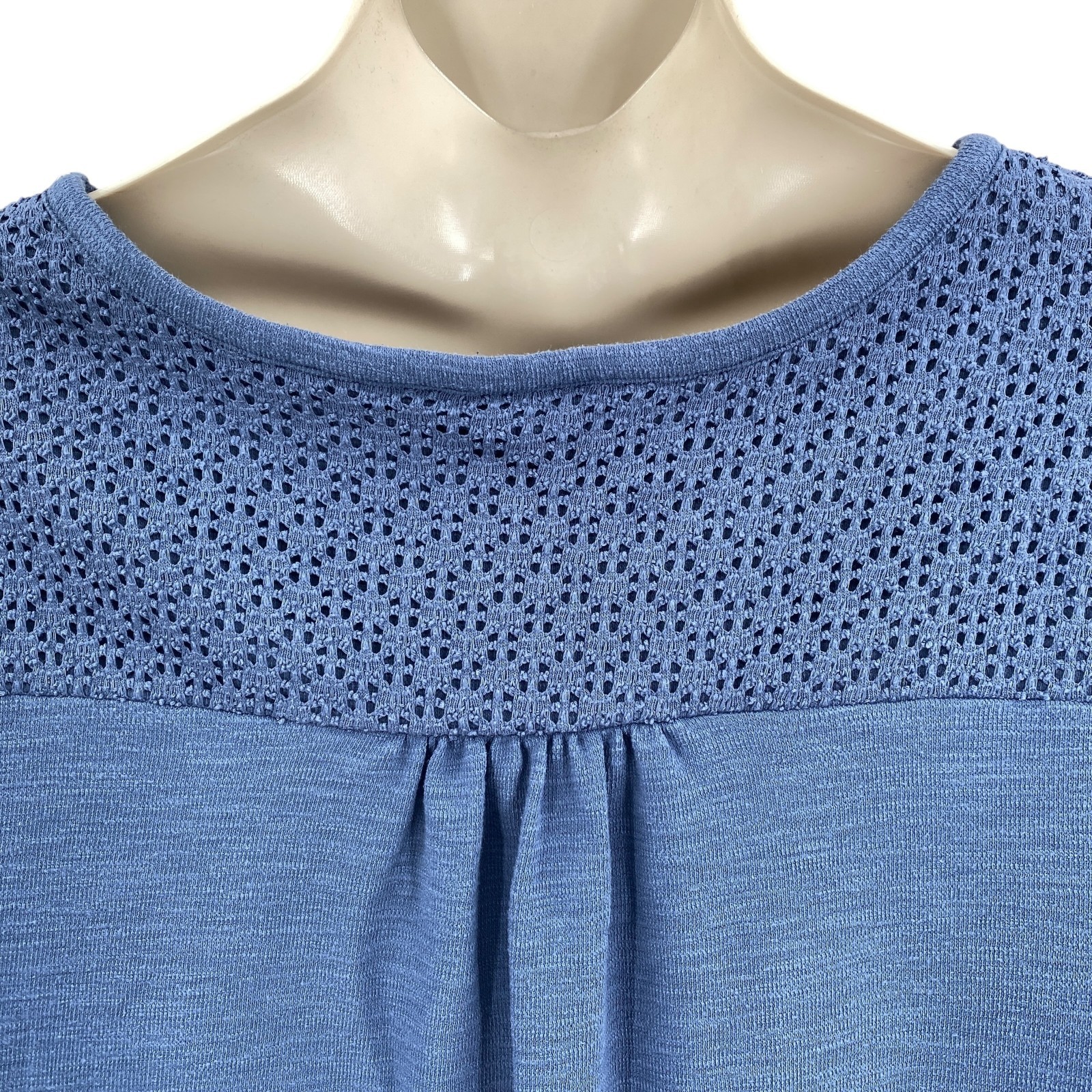 LC Lauren Conrad Womens Knit Tunic Top Size 2X Blue Long Sleeve Lace Shoulders
