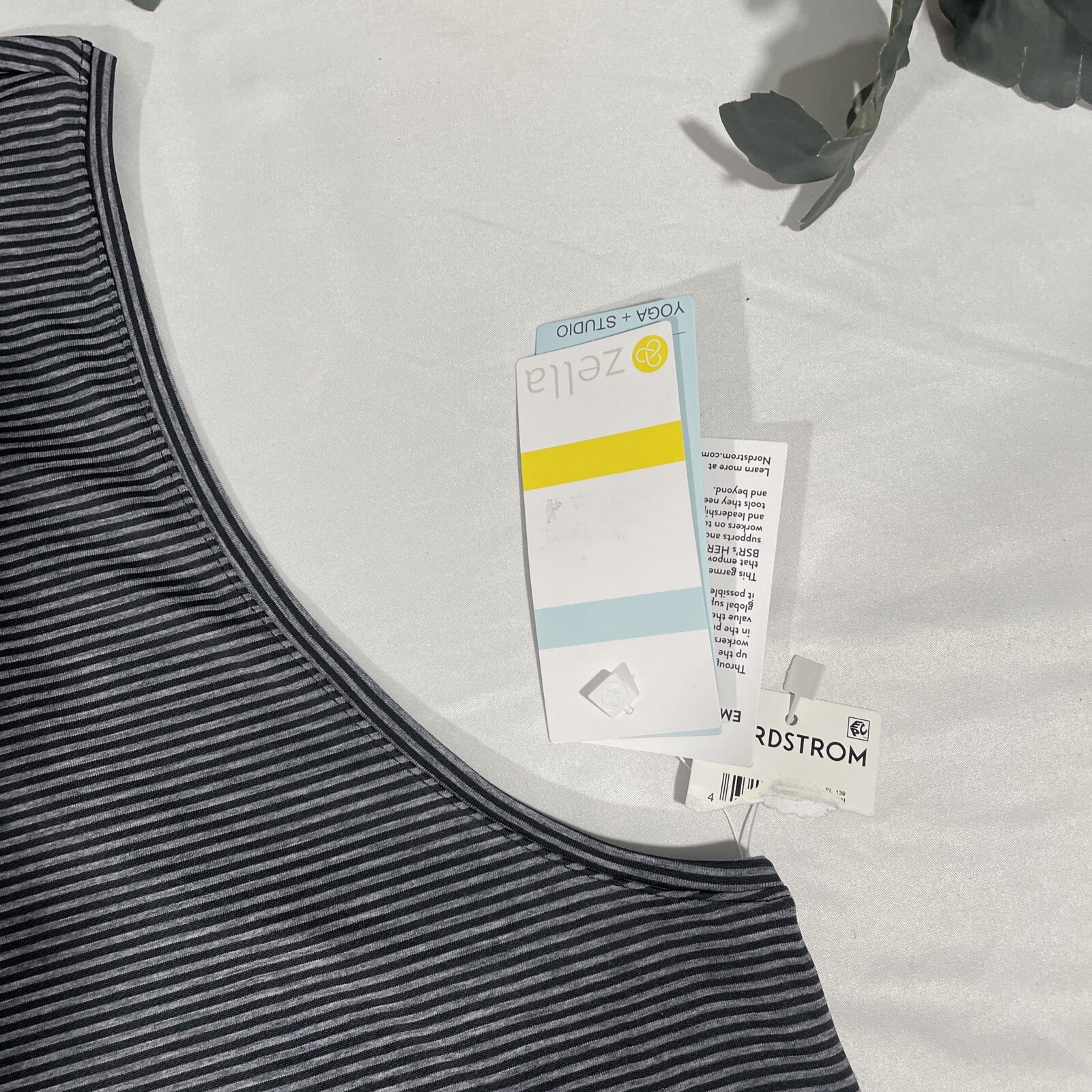 NWT $35 Zella [ Large ] Work For It Stripe Tank Top In Black/Grey #U443B