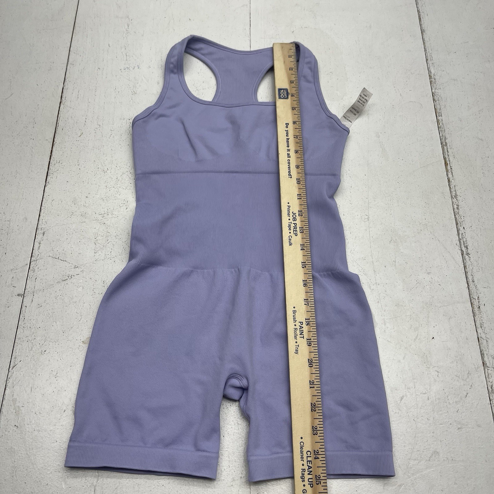 Light Purple Seamless Stretch Racerback Athletic Shorts Bodysuit Tank Women’s M