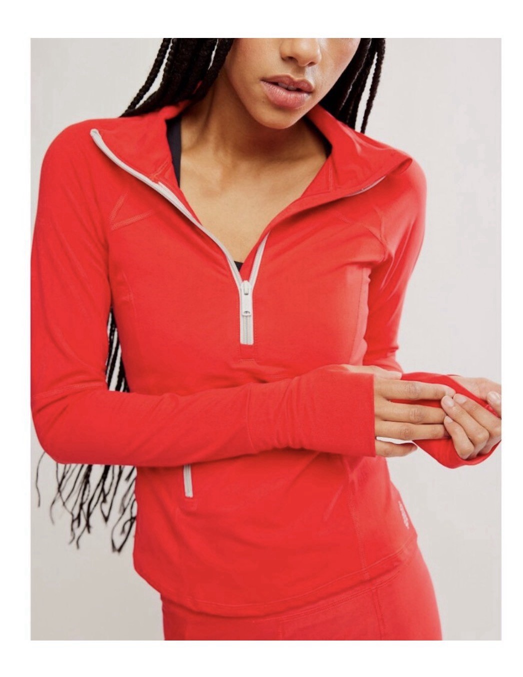 Free People/ FP Movement Coast To Coast 1/4 Zip Base Layer Top Red XL New