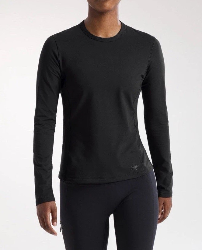 Arc’teryx Rho Crew Neck Long-Sleeve Base Layer Top Women’s S Black Microfleece