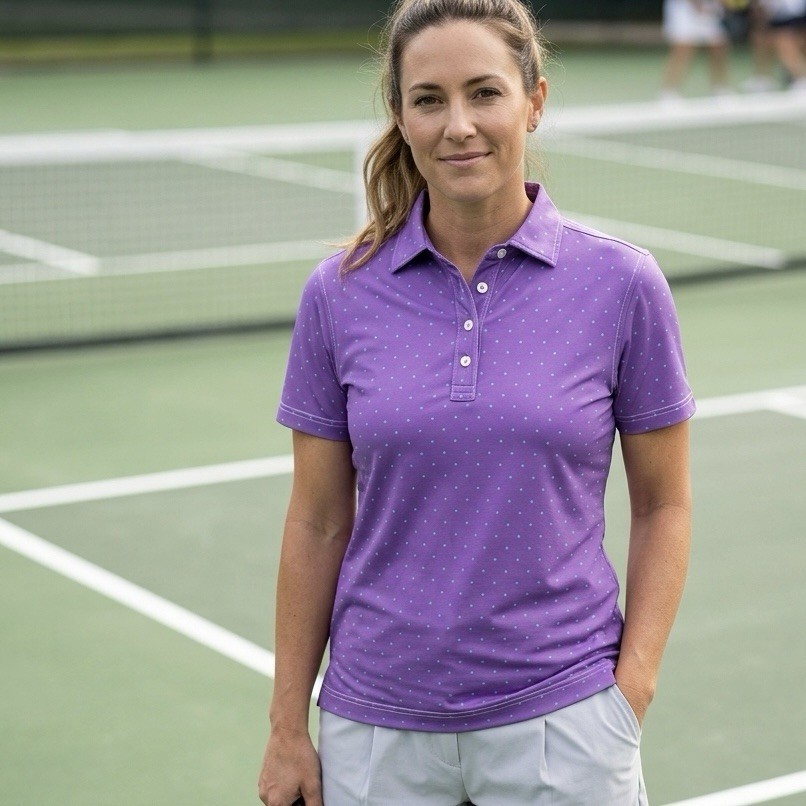 FootJoy FJ Athletic Fit Polo Womens M Performance AOP Preppy Country Club Tennis