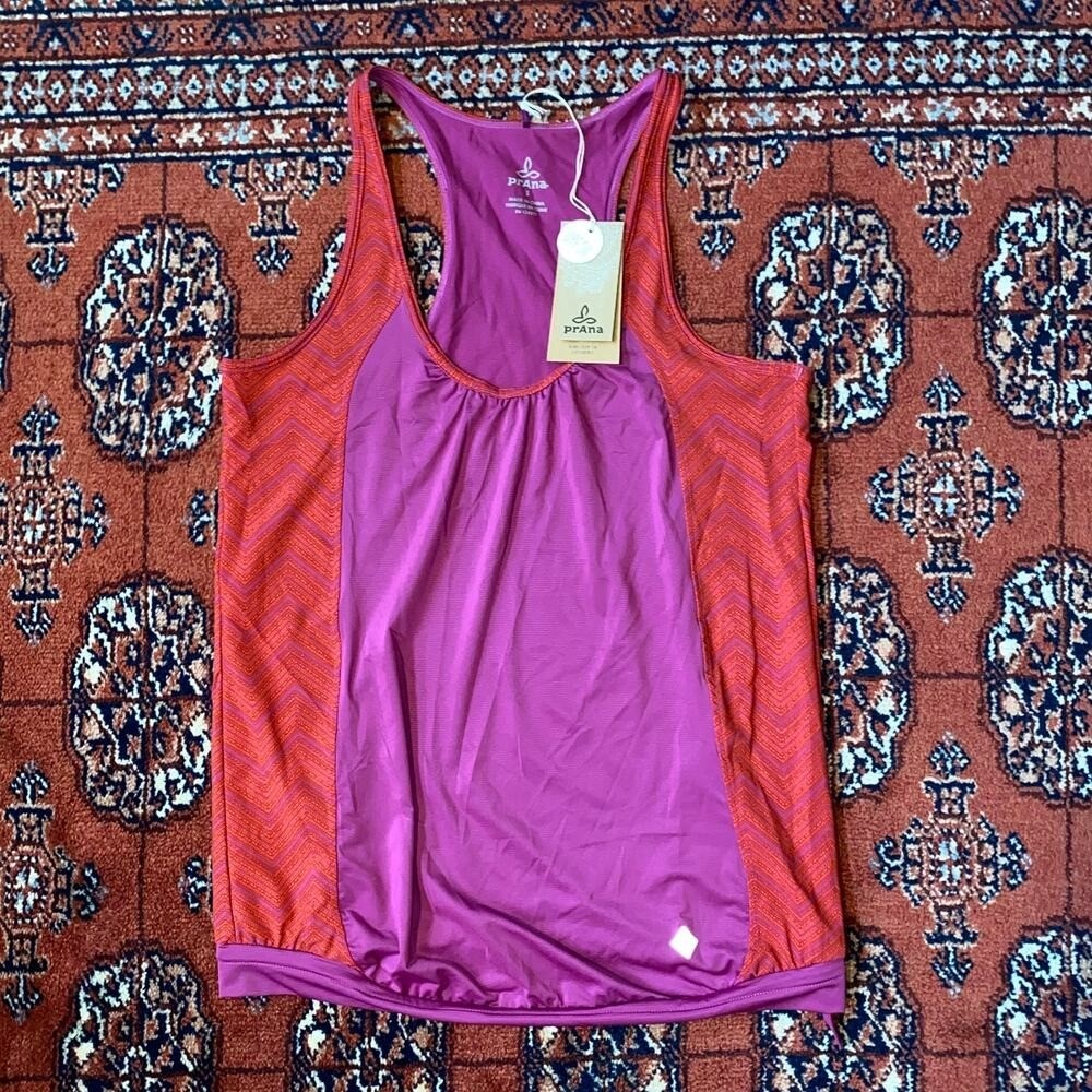 BRAND NEW Prana S Orange/Purple Gia Tank Sleeveless Workout Top