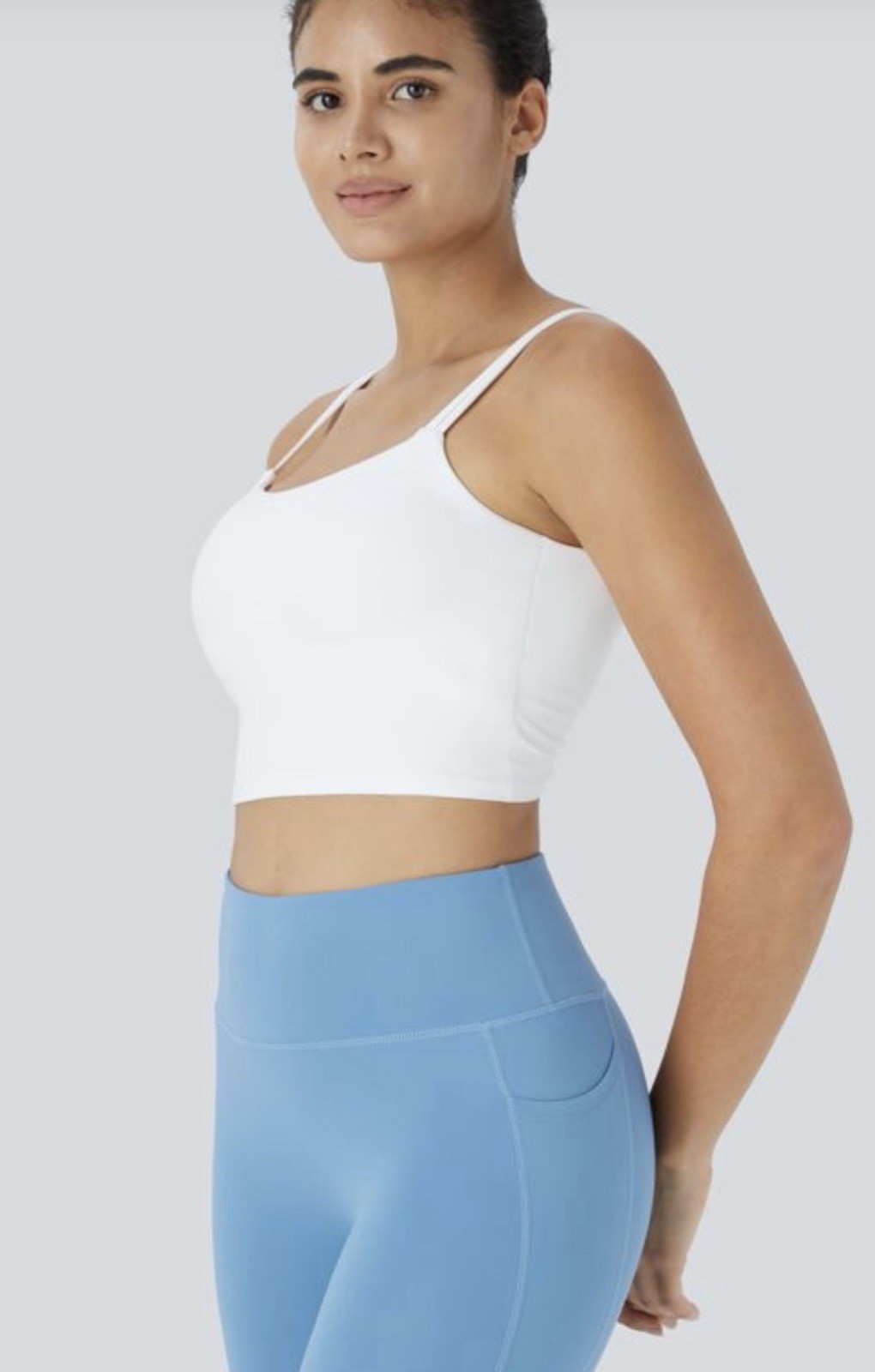 Brand New Halara Double Straps Backless Twisted Cropped Yoga Tank Top A-C Cups,S