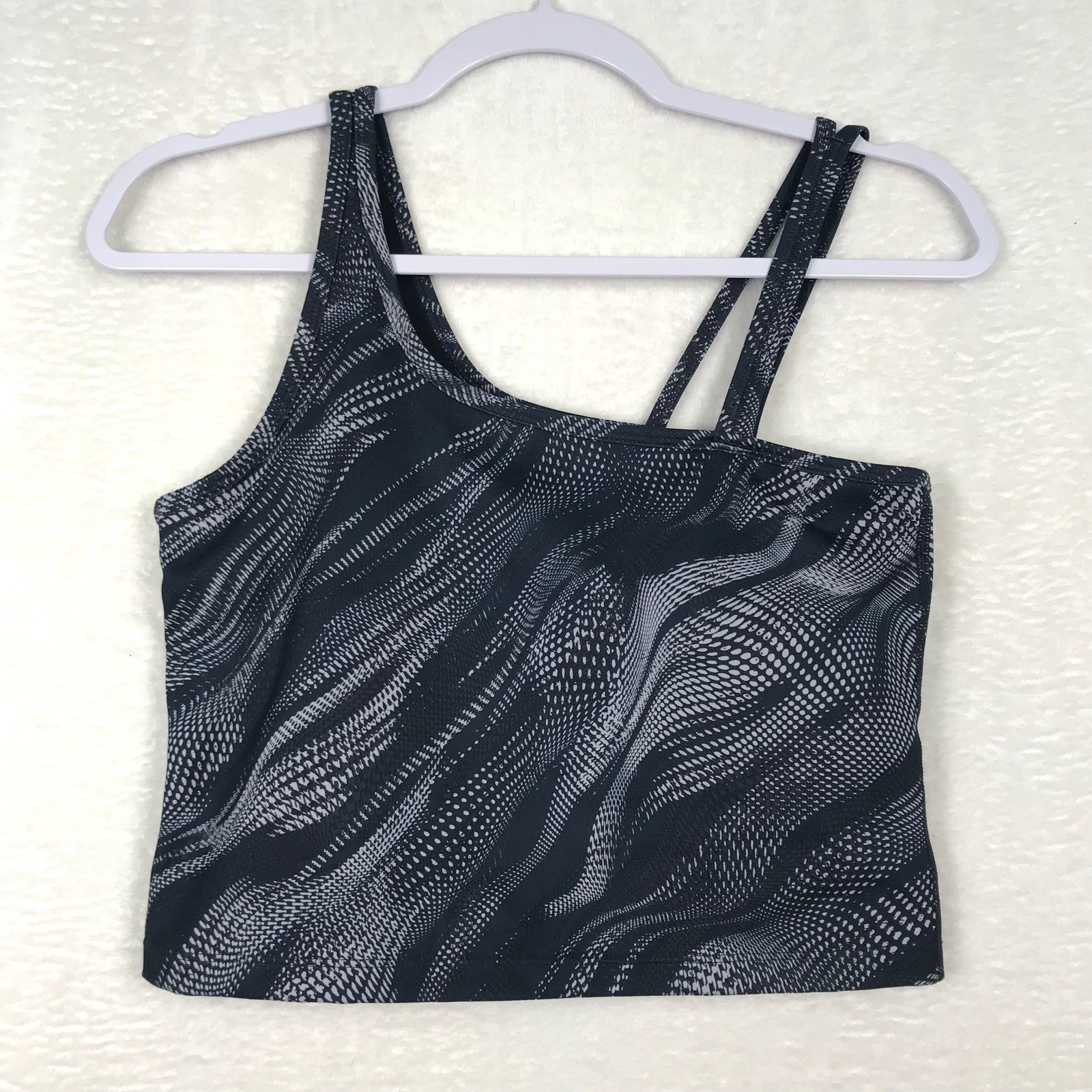 Zella Tank Top Small Navy Crop Sports Bra Long Line Asymmetric Compression Yoga
