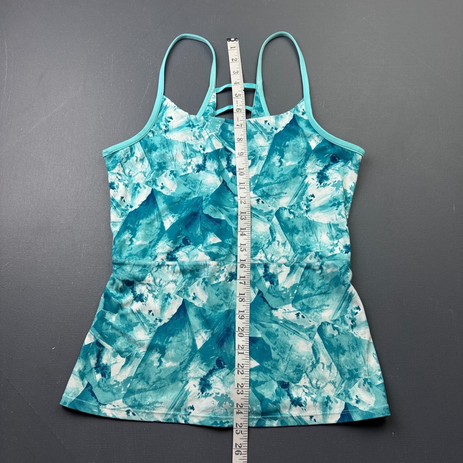 Fabletics Women Size XS Blue Printed Tank Top Spaghetti Strap Active Gym Stretch