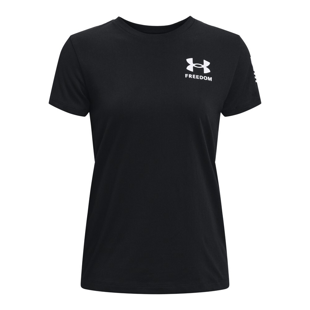 NWT Under Armour Women’s Freedom Flag Tee Black T-Shirt Size Large