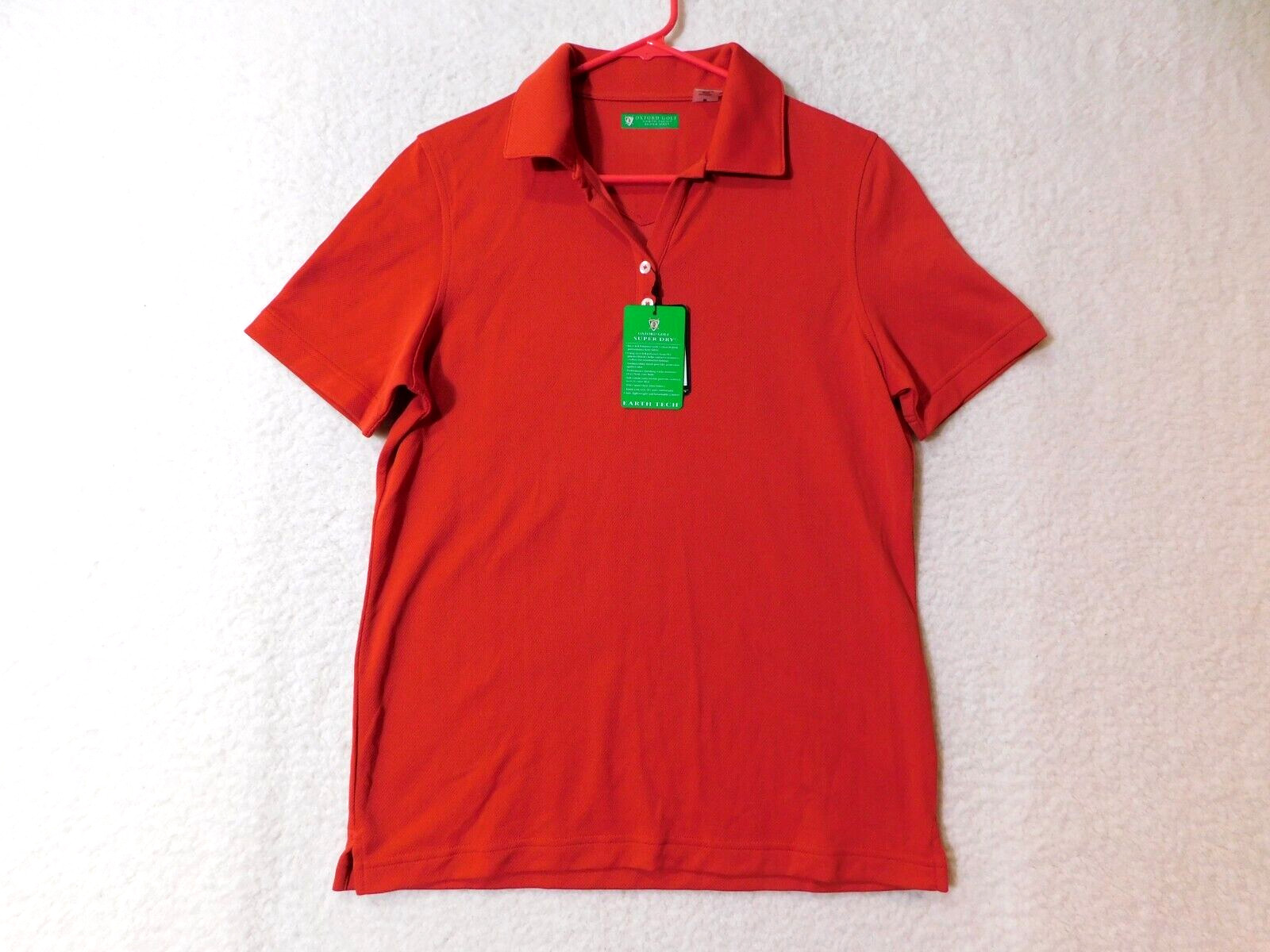 Oxford Golf Sz Med Short Sleeve Shirt Polo 683 Molten Lava Recycled Polyester