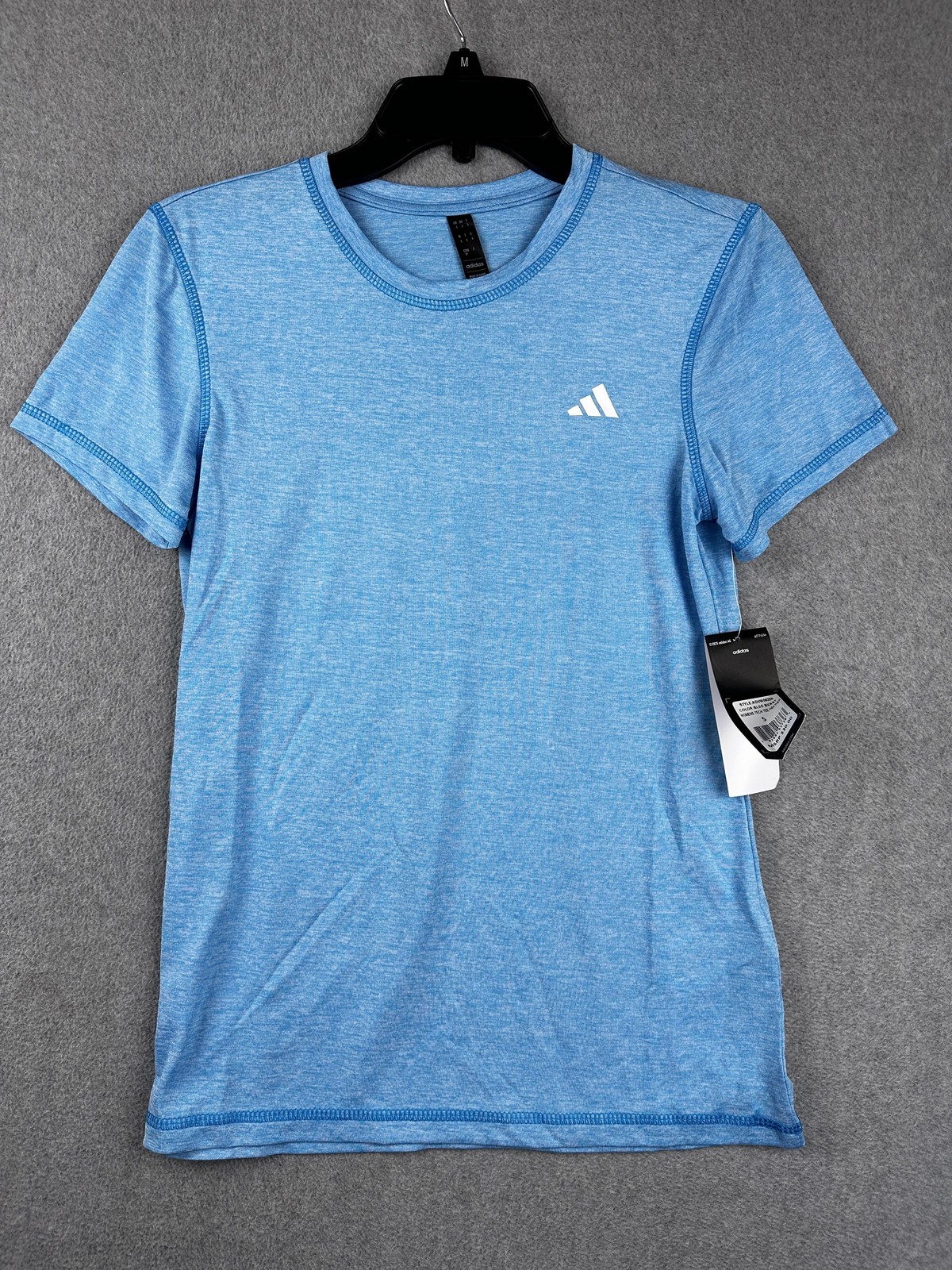 Adidas Shirt Womens Small Blue Burst Tech Tee Heather Athletic Running Gym Top