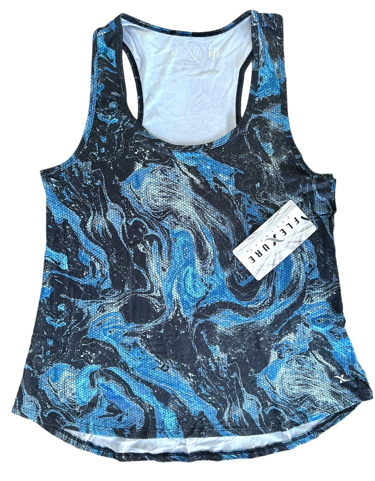 Flexure Bodywear Women’s Active Tank Top Stretch Breathable Size L Blue Printed