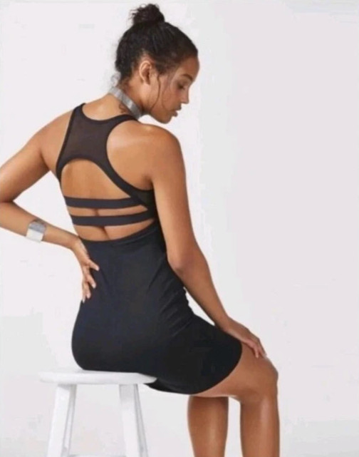 Fabletics Tropez Cut Out Strappy Athletic Dress Women’s Small Built In Bra Black