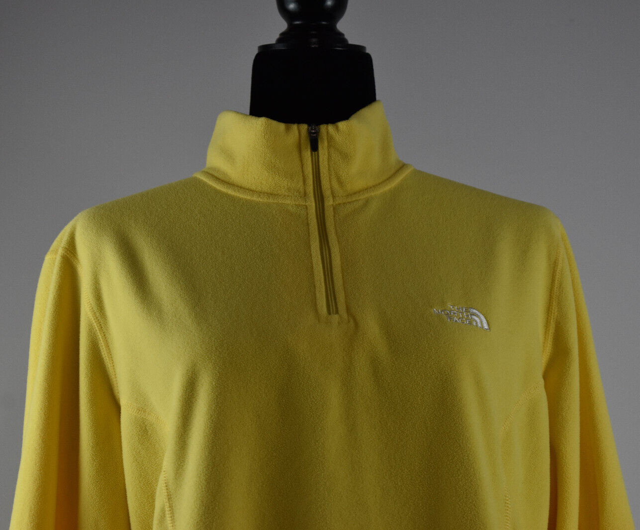The North Face Size XL Yellow 1/4 Zip Polyester Soft Fleece TKA 100 Logo Warm