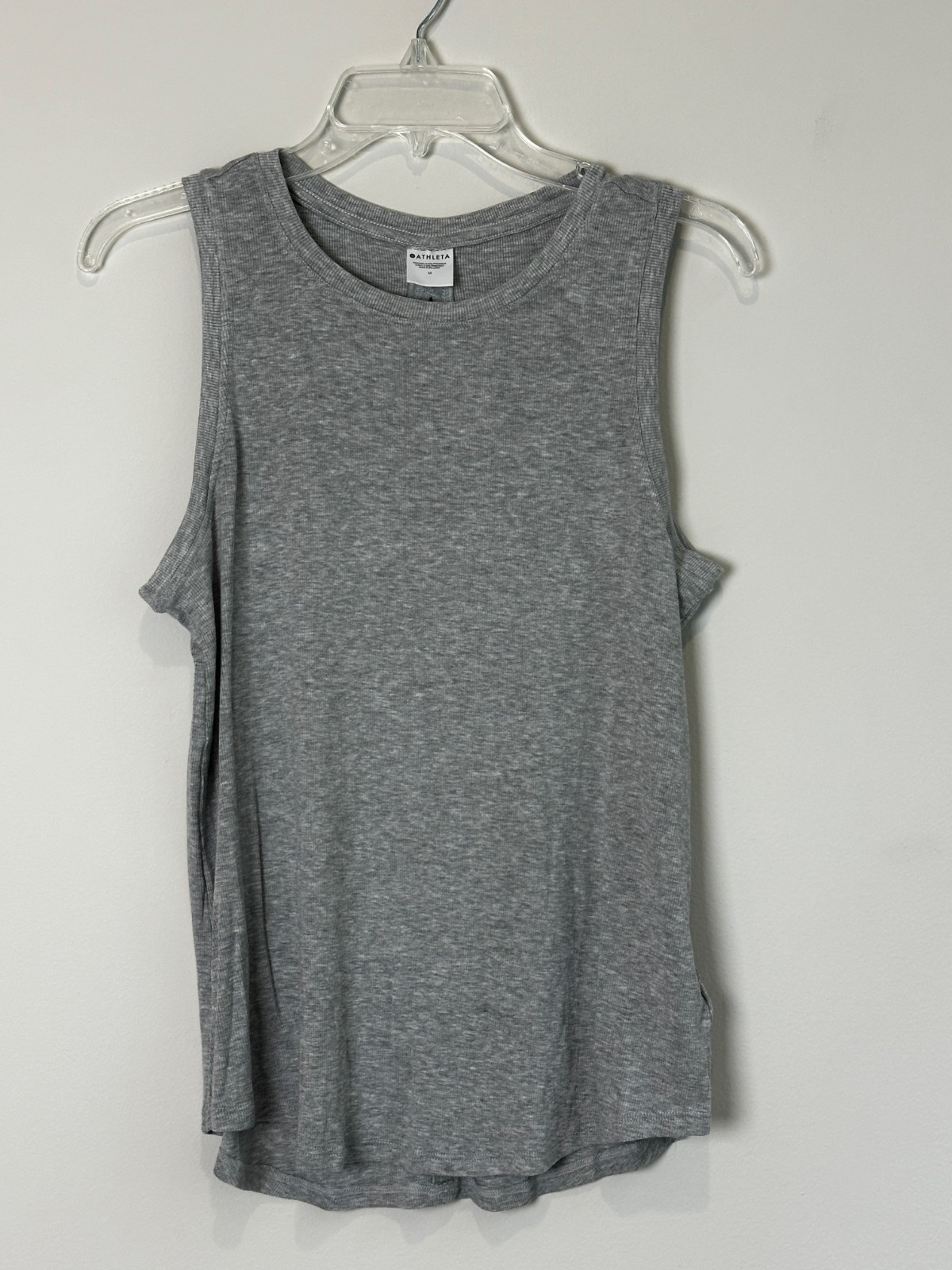 Athleta Womens Essence Rib Tank Medium Gray Modal Blend Keyhole Back Athleisure