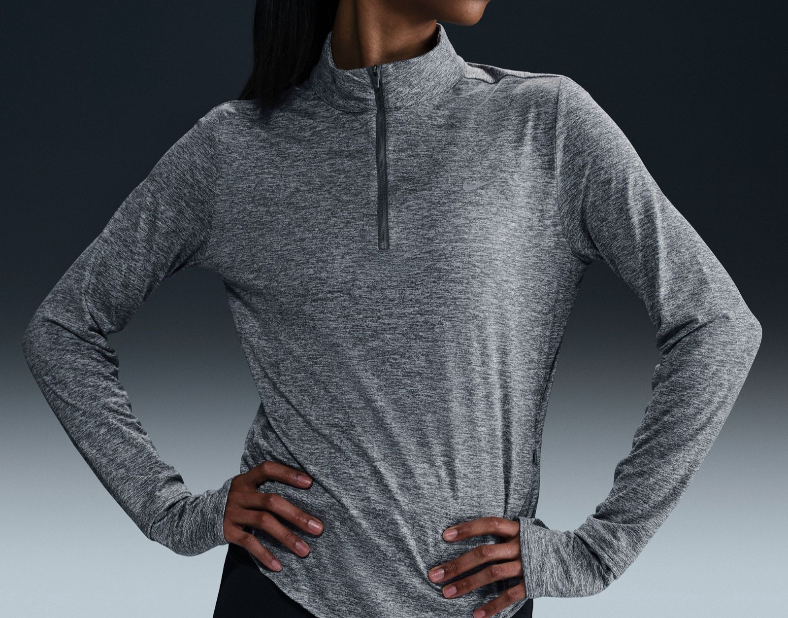 NEW Nike HQ0499-084 Swift Dri-FIT UV Gray 1/4-Zip LS Running Shirt Women’s XL