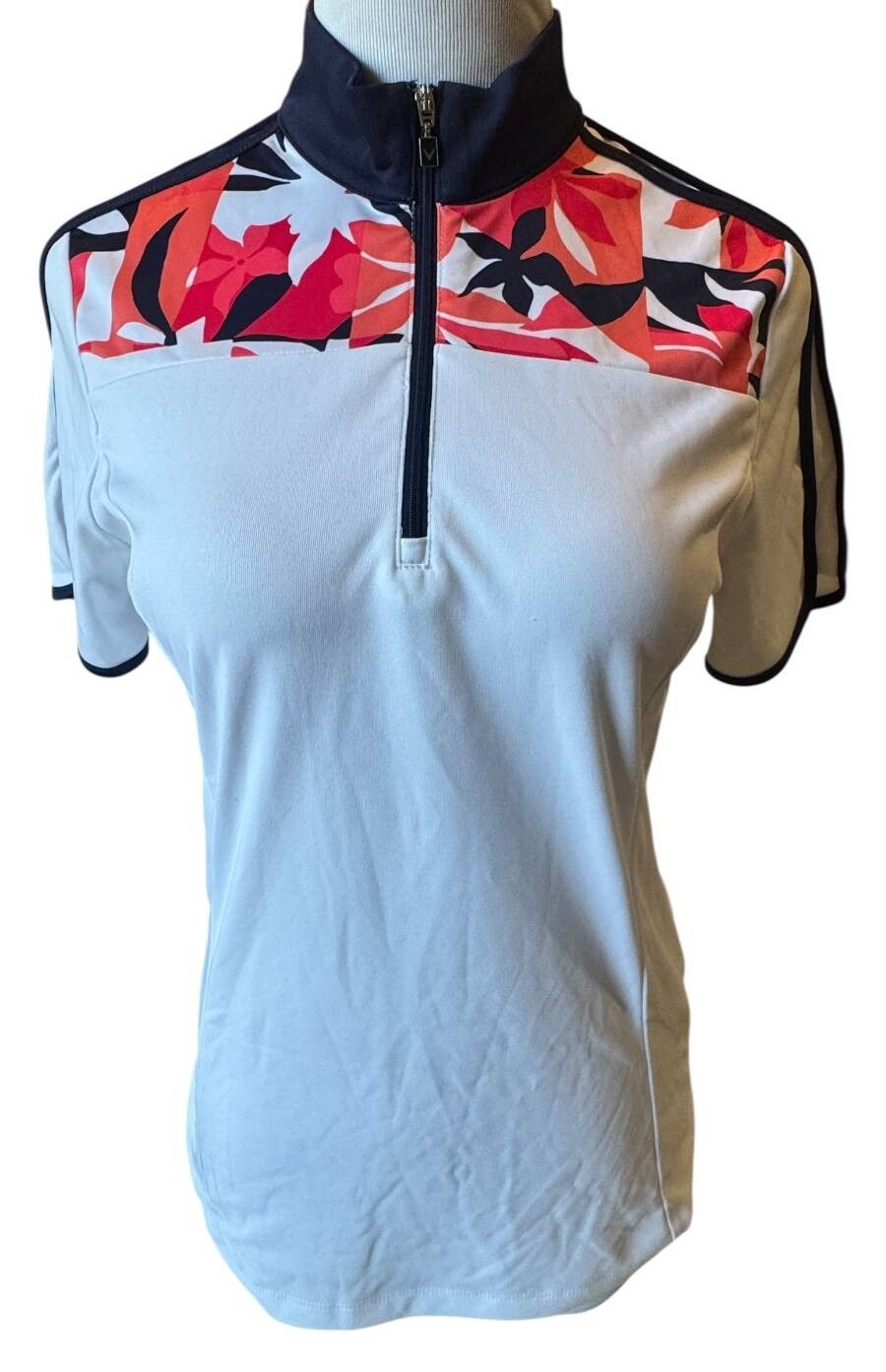 Callaway Opti-Dri White & Floral Golf Shirt Women’s Size S Excellent Condition