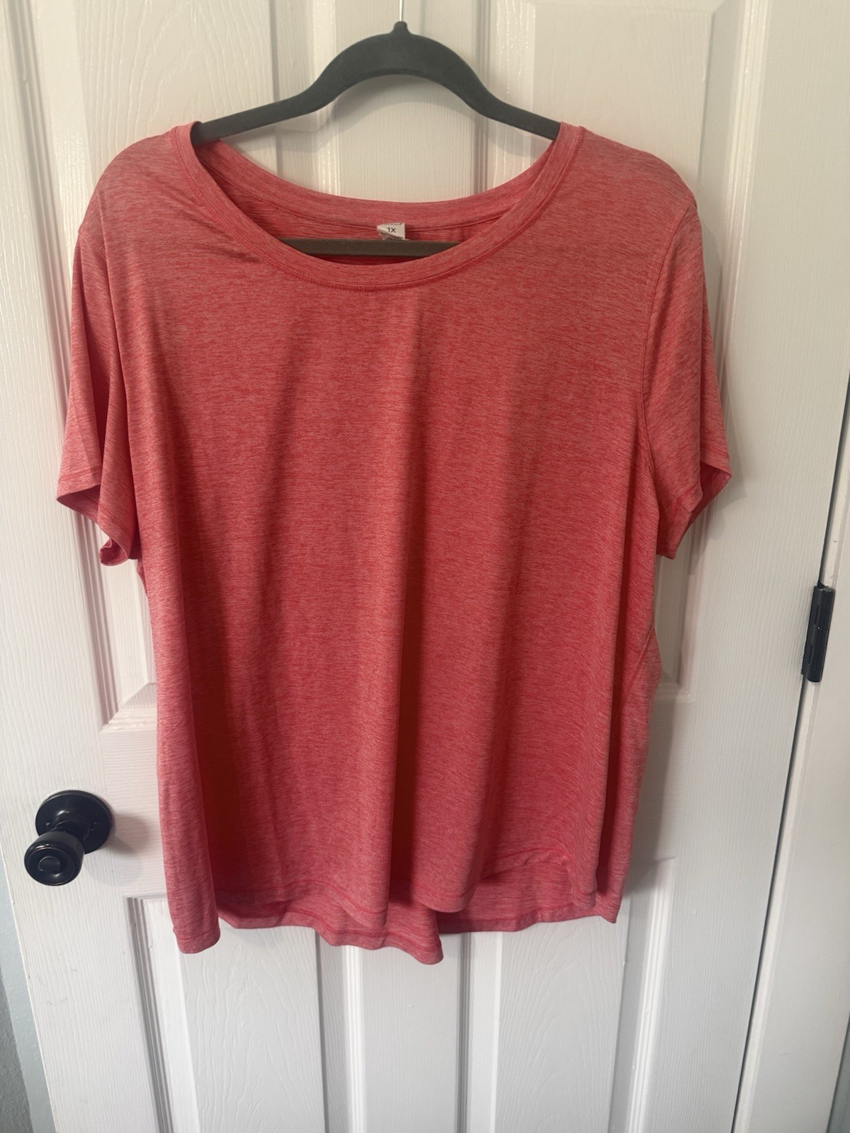 Yogalicious Stretch Crew Neck Short Sleeve T-Shirt Womens Plus 1X Pink