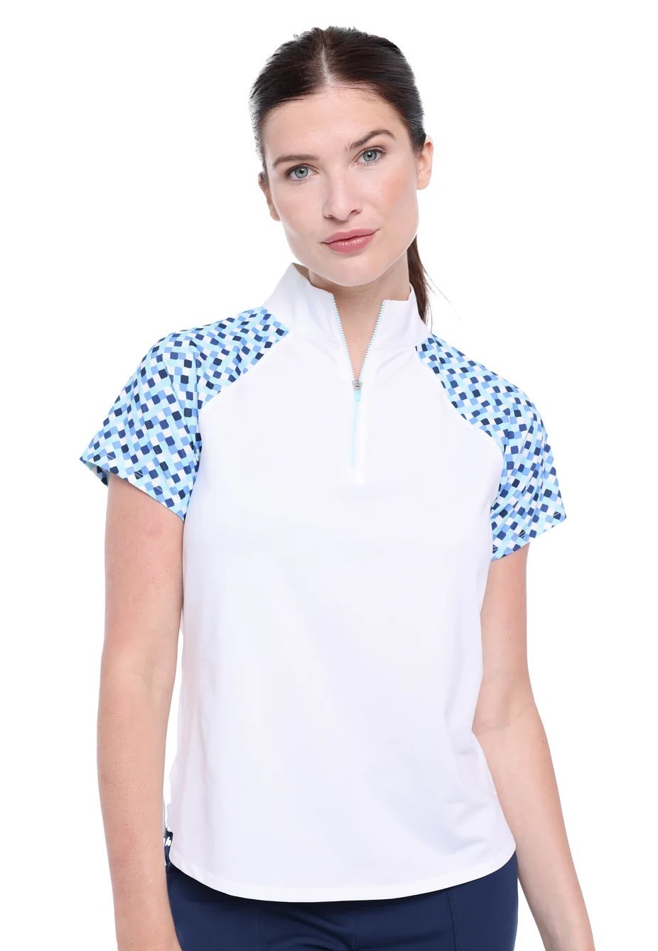 NWT Ladies BELYN KEY Poolside Tile Raglan Short Sleeve Sleeve Golf Shirt – M & L