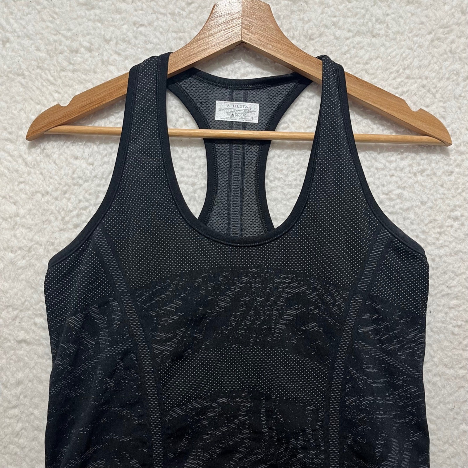 ATHLETA Black Zebra Print Compression Racerback Workout Tank Top Size S