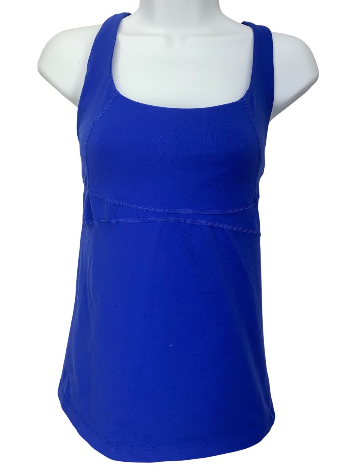 KiraGrace Womens Blue Strappy Back Yoga Tank Top Medium Nylon Blend USA
