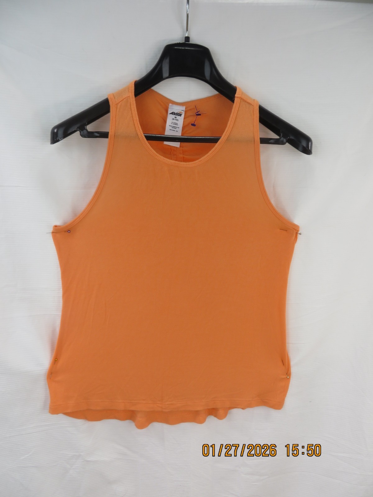 AVIA SZ M (8-10) Rayon/Spand NWOT Peach Ruched Back Soft Active Tank Top Shirt