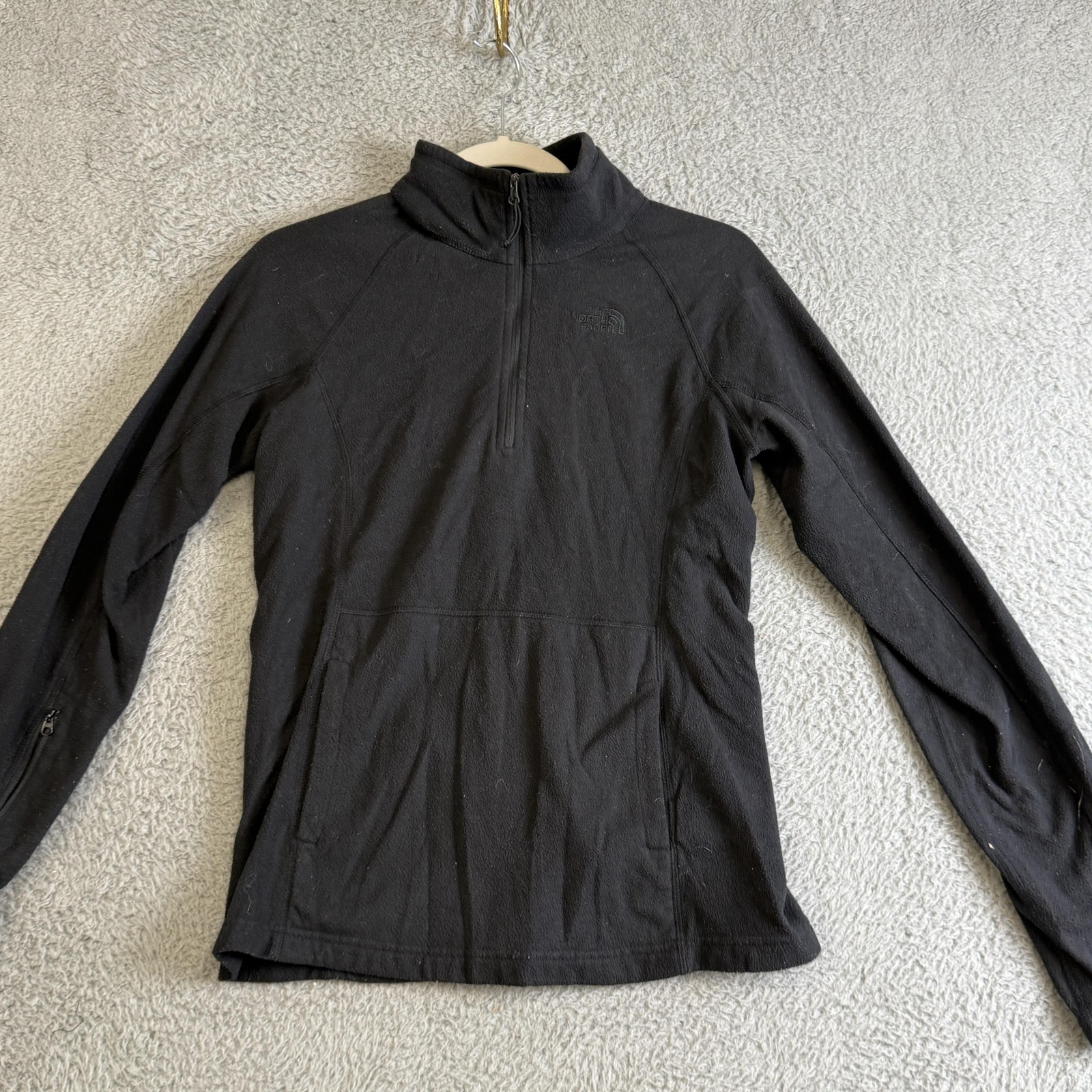 The North Face Pullover Womens Small Black Fleece 1/4 Zip Pocket Hiking Top