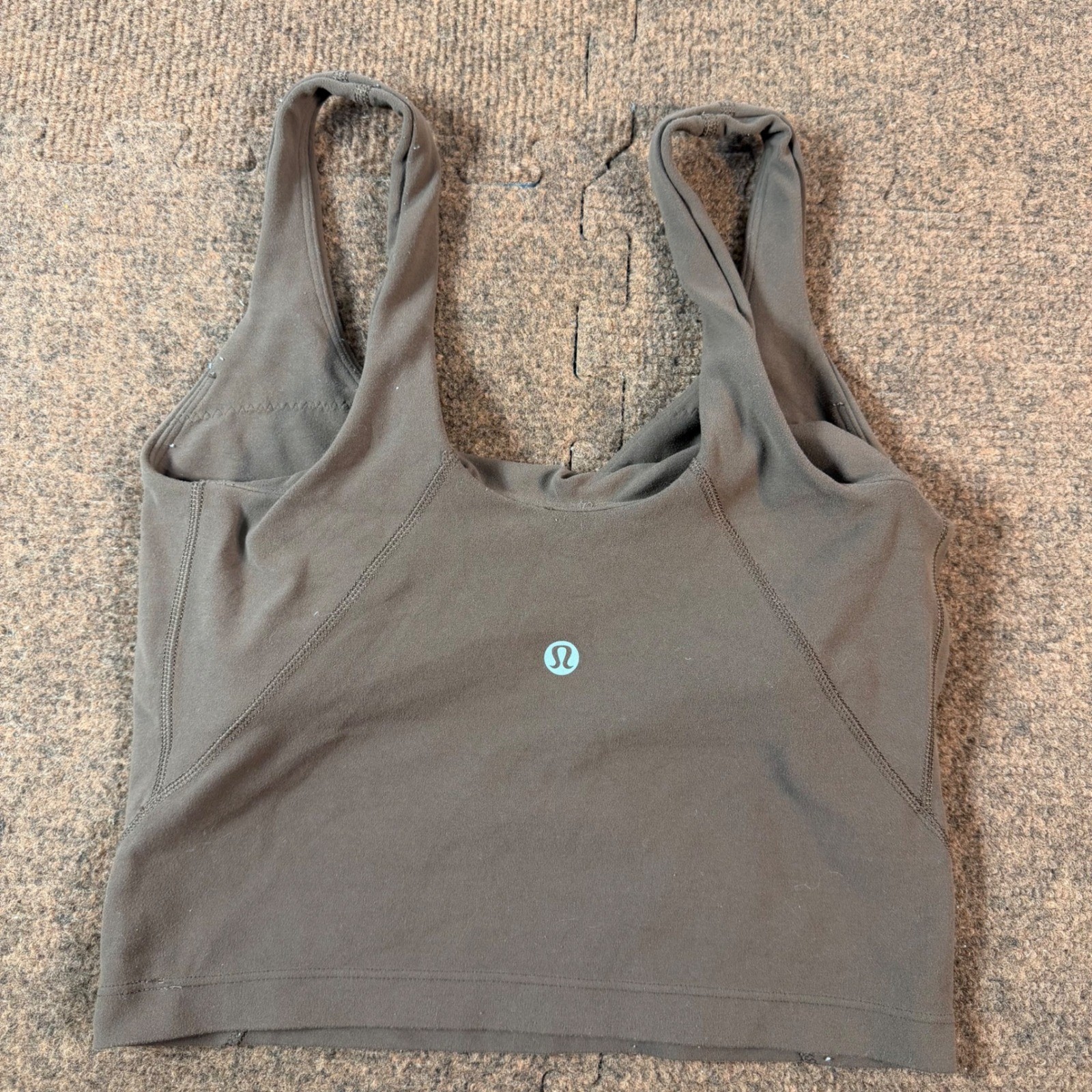 Lululemon Align Tank Top Built-In Bra Nulu Fabric Brown Cropped Yoga Vest 1679