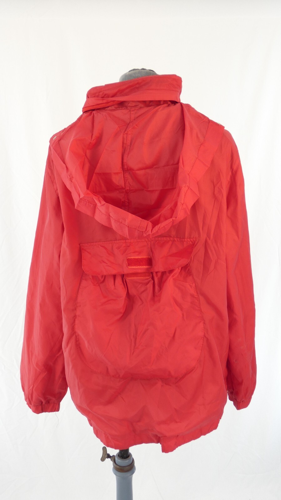 Vintage Red Nylon Jacket Lightweight Hooded Windbreaker 90s Utility UK 12