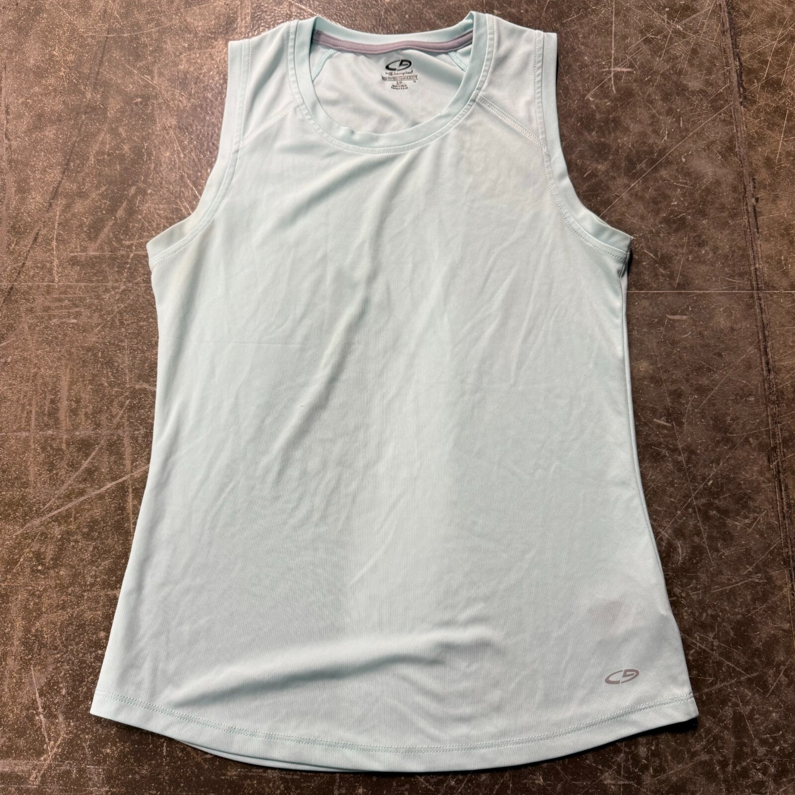 Champion Tank Top Womens S Green/blue Semi Fitted Sleeveless Round Neck Pullover