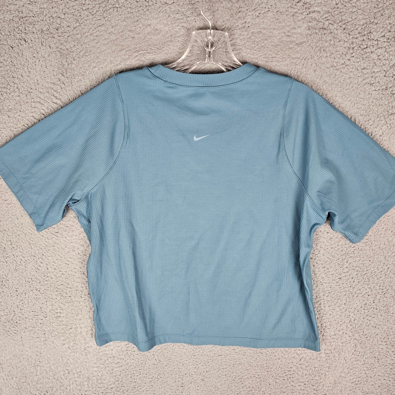 Nike T-Shirt Womens XL Blue Zenvy Dri-FIT Ribbed Training HF2772-006