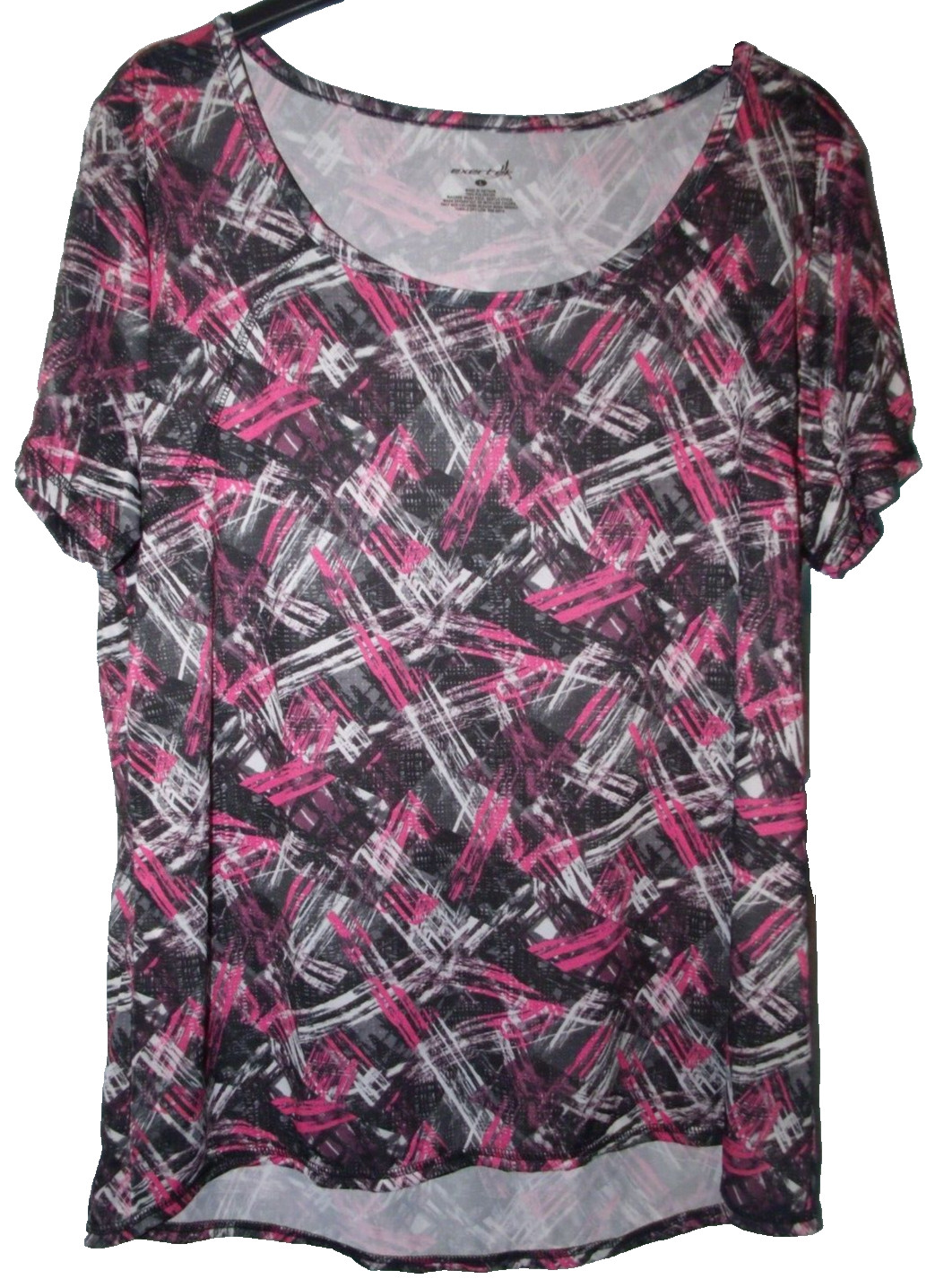 Exertek Multicolor Geometric Scoop Neck Cap Sleeve High Low Athletic Tee Size L