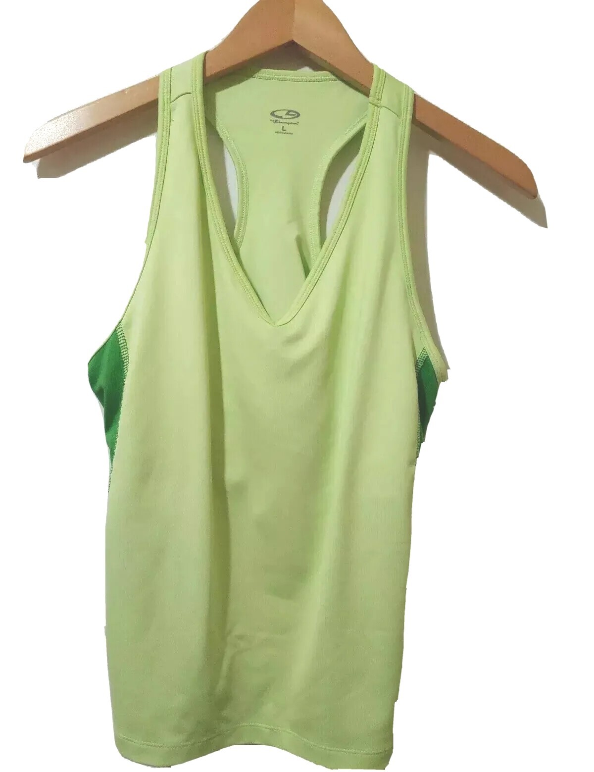 Champion Tank Top Womens L Built In Bra Green Racer Back Athletic