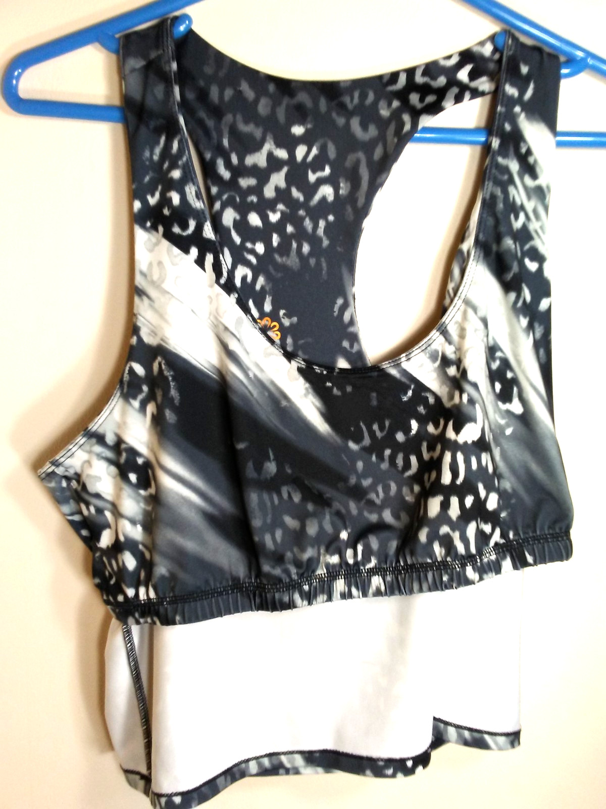 PRO PLAYER Athletic Racerback Tank Top 2X Black Animal Print Leopard Buil In Bra
