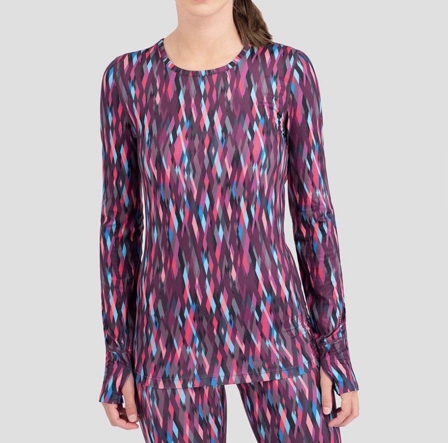 Terramar Women’s Cloud 9 Printed Climasense Long Sleeve Top Pink Thermal Large