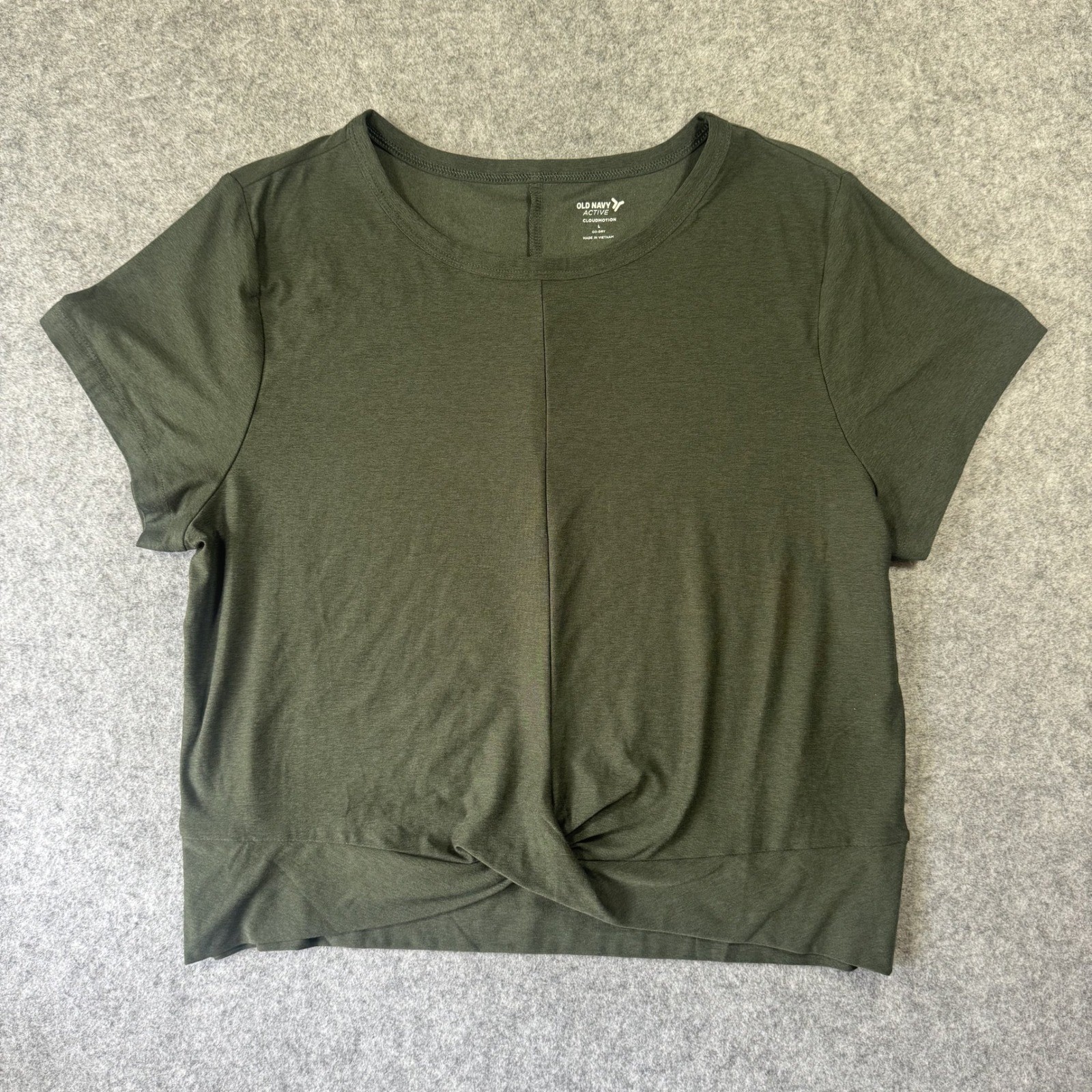 Old Navy Cloudmotion Active Top Large Olive Green Twist Front Go-Dry