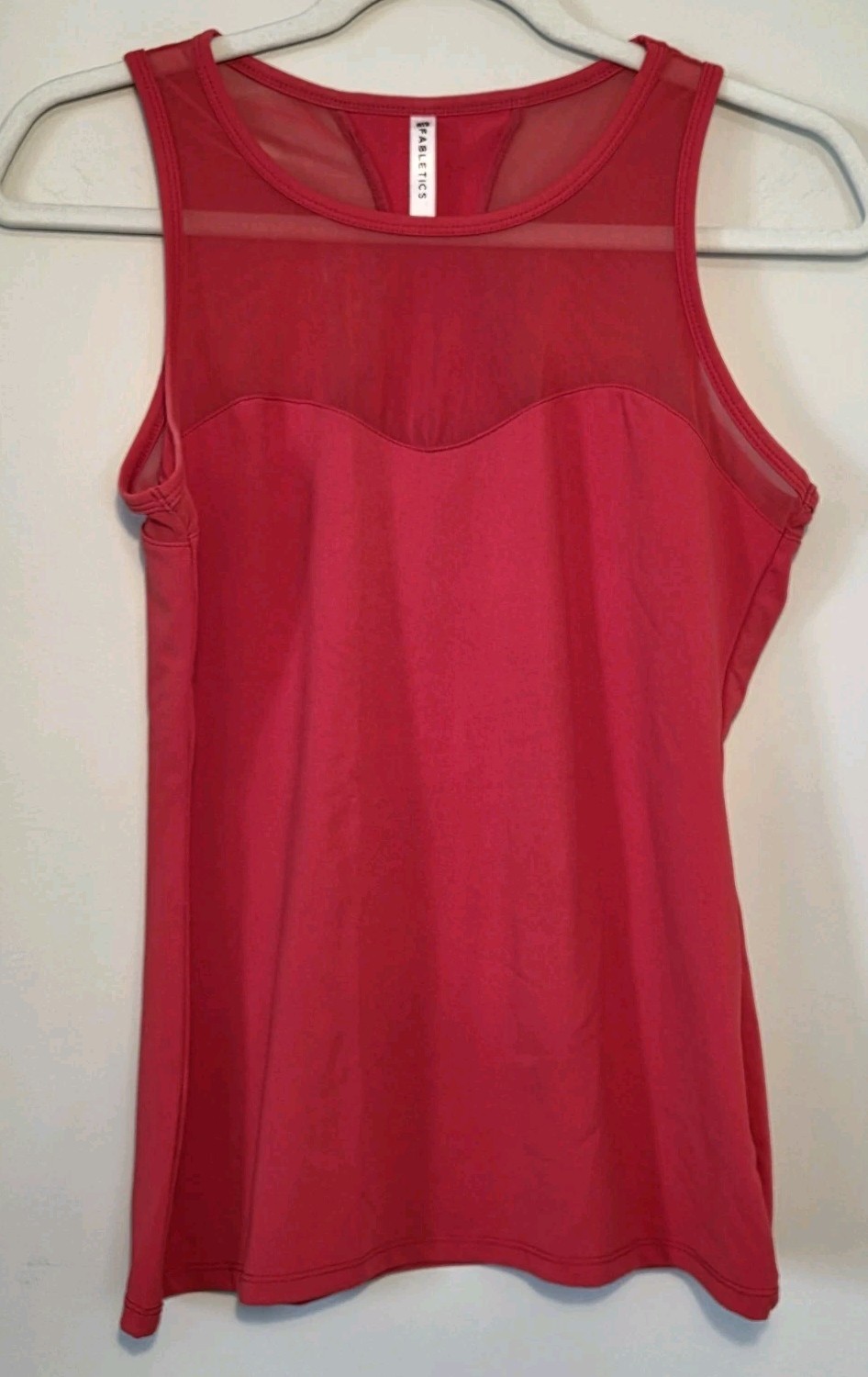 Fabletics Tank Red Helena Mesh Sheer Sweetheart Athletic Top Womens XS
