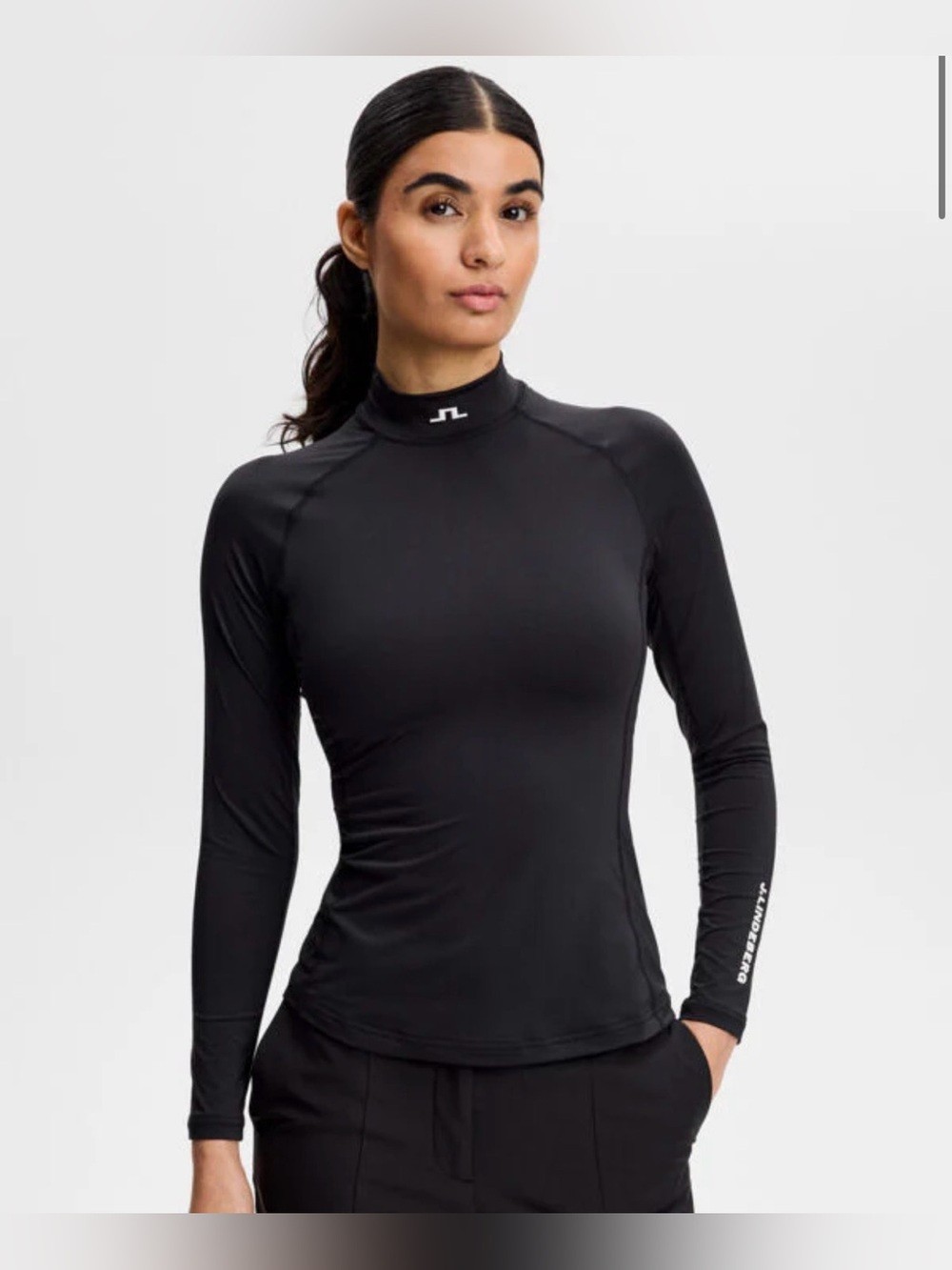 NWT J. Lindeberg Women’s Asa Compression Top – Black with Logo – Size XS