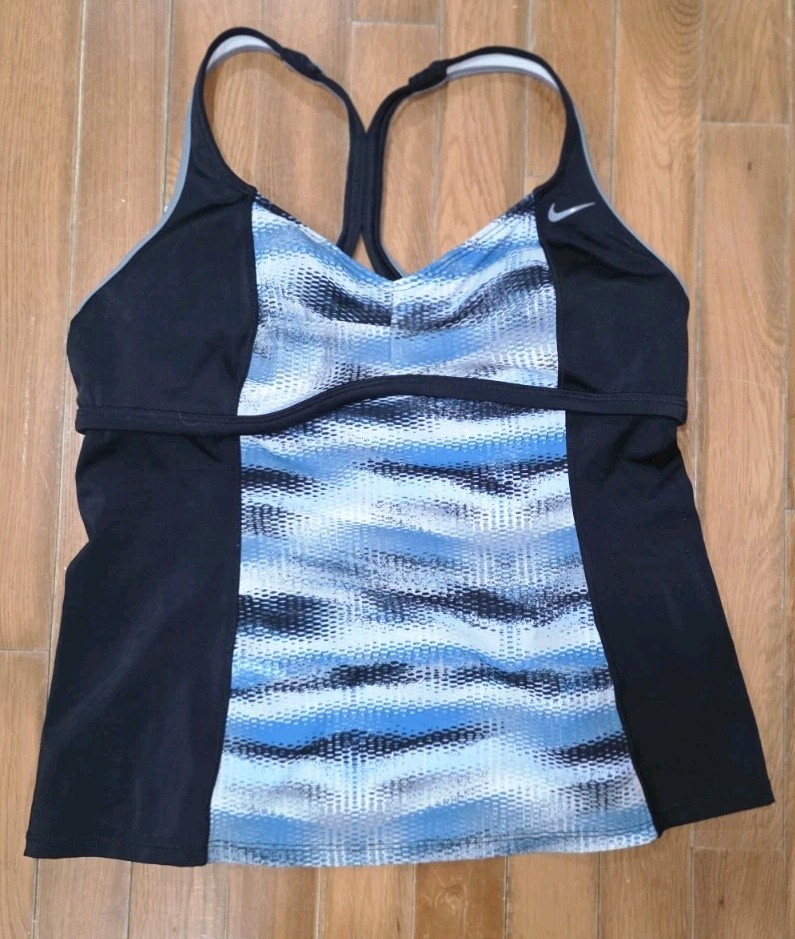 Nike Tankini Swim Top Only Blue Gray Black Size Large