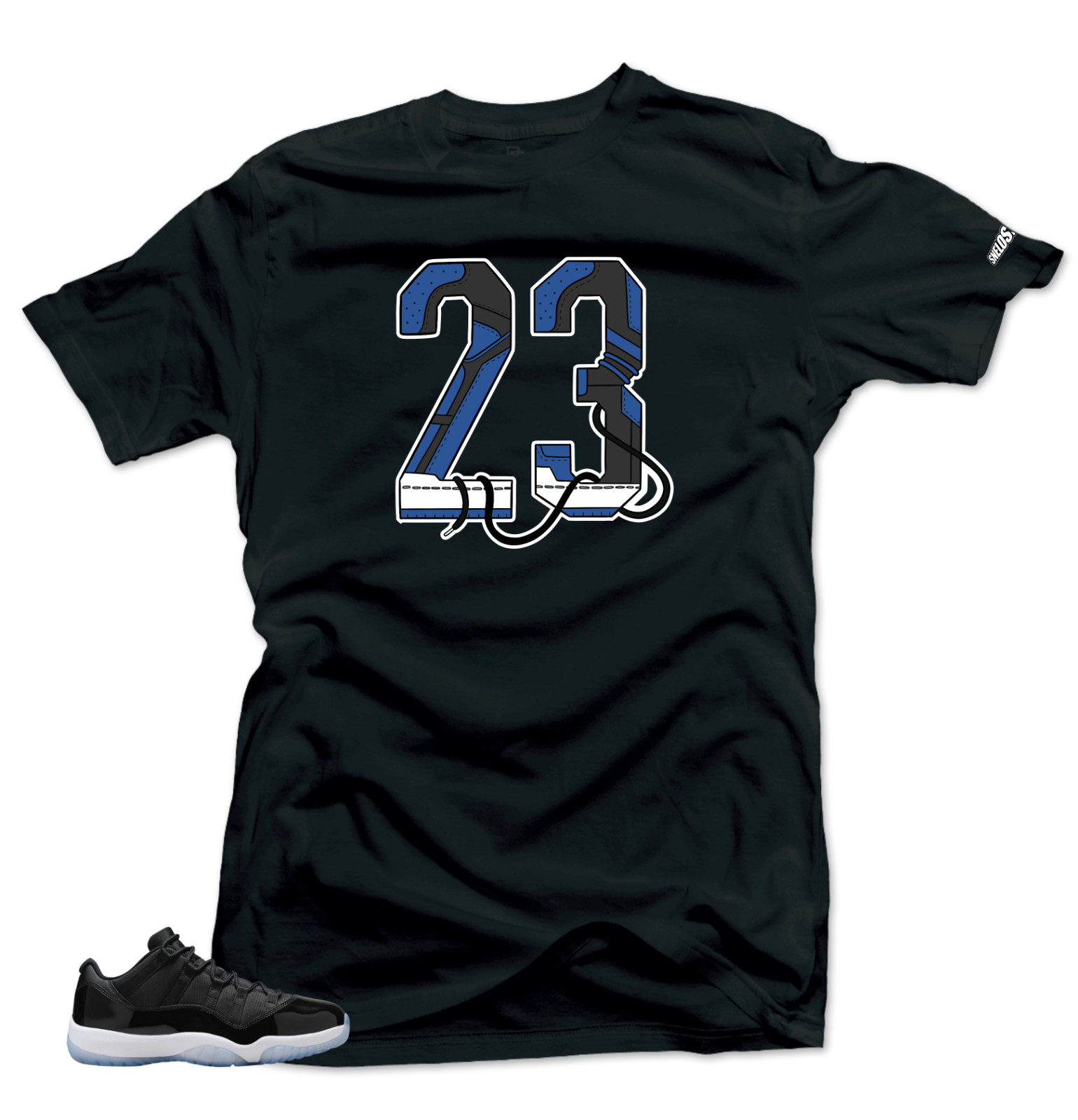 Shirt To Match Jordan 11 Space Jam Low- SNELOS 23 Blue-Snelos Black Tees