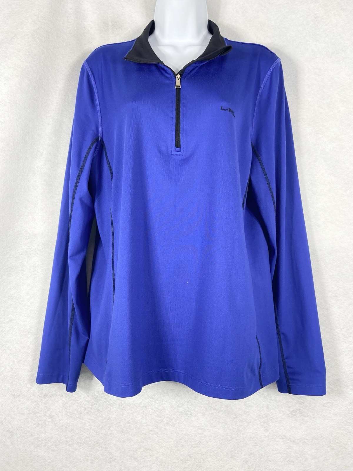 LRL Ralph Lauren Active Shirt Womens XL Blue Pullover 1/4 Zip Log Sleeves