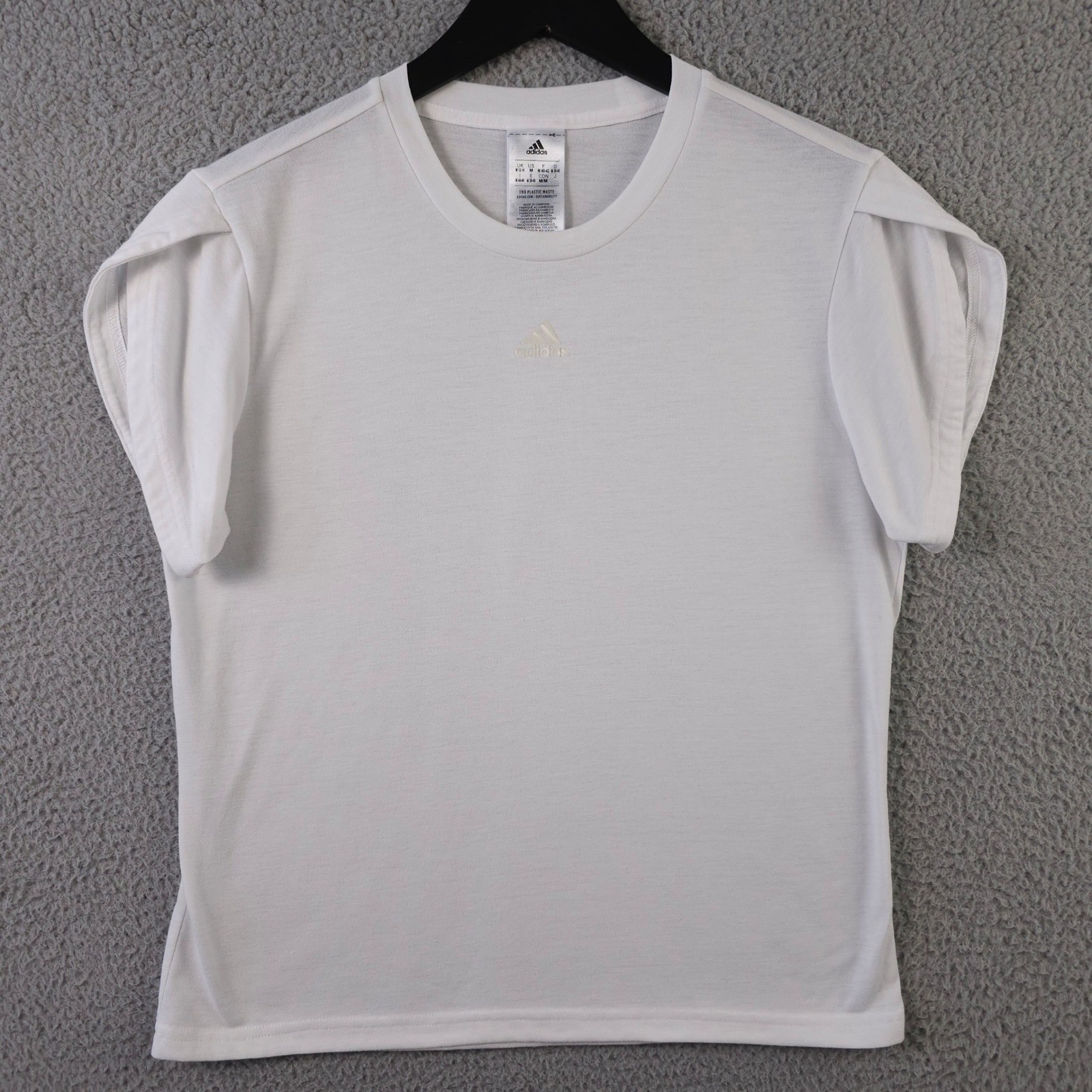 Adidas Training Shirt Womens Medium White Aeroready Petal Sleeve Crew Neck Gym