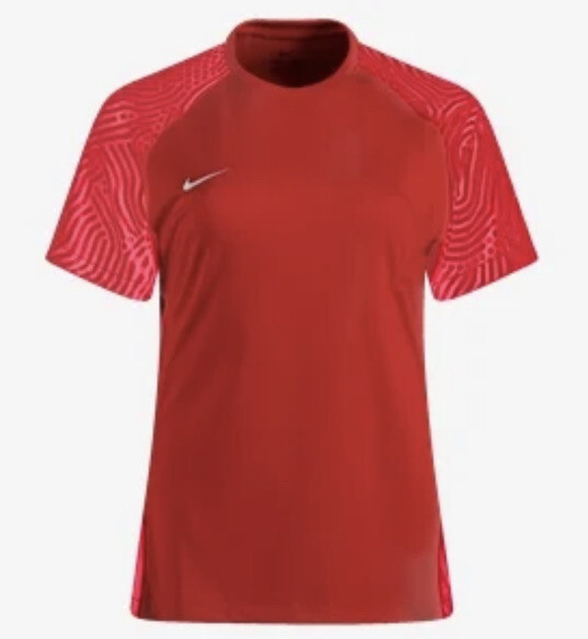 NIKE Womens Dri-FIT Strike 2 Short Sleeve Soccer Practice Training Jersey Red XS