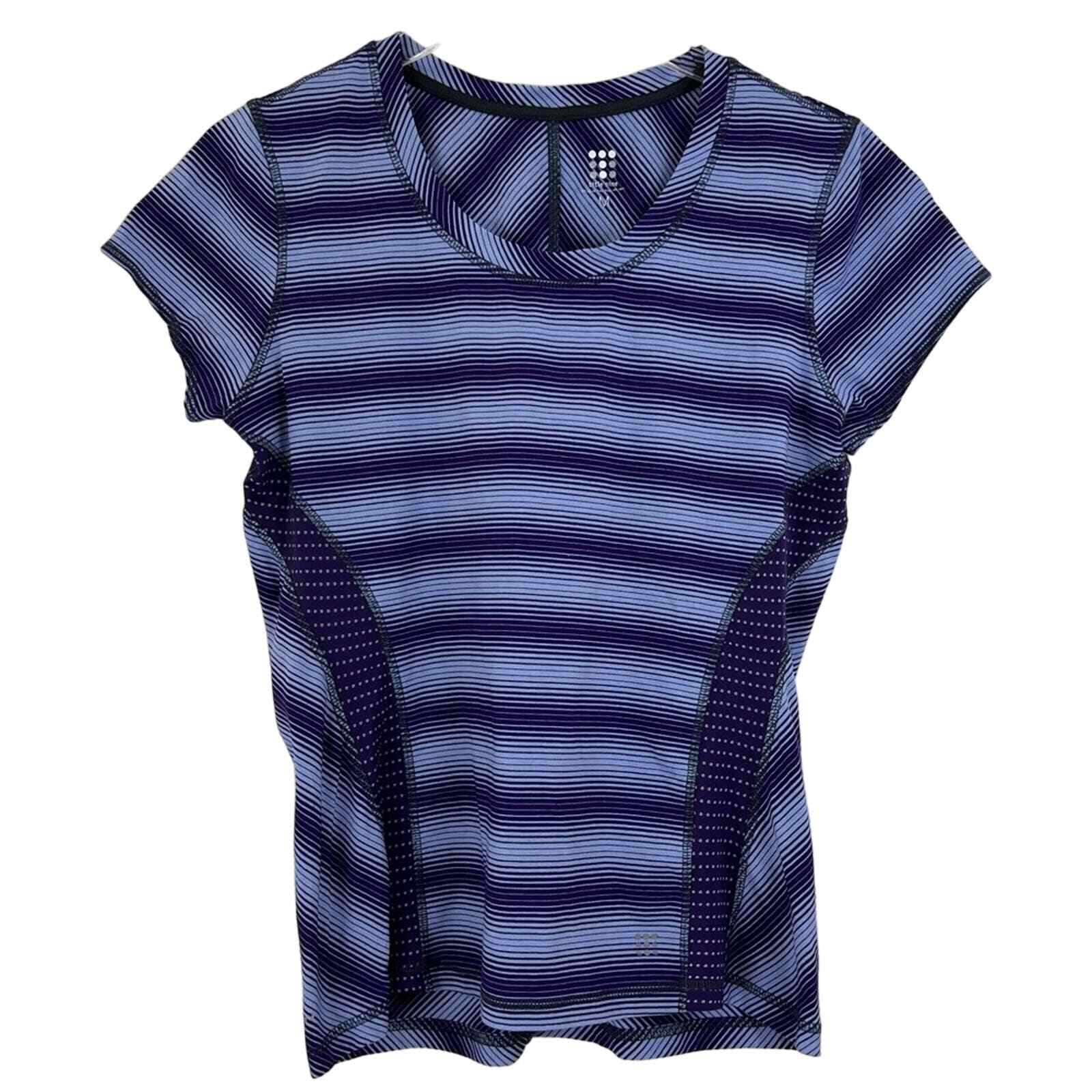 TITLE NINE Women’s Size Medium Top Purple Striped T-Shirt Camping Hiking Outdoor