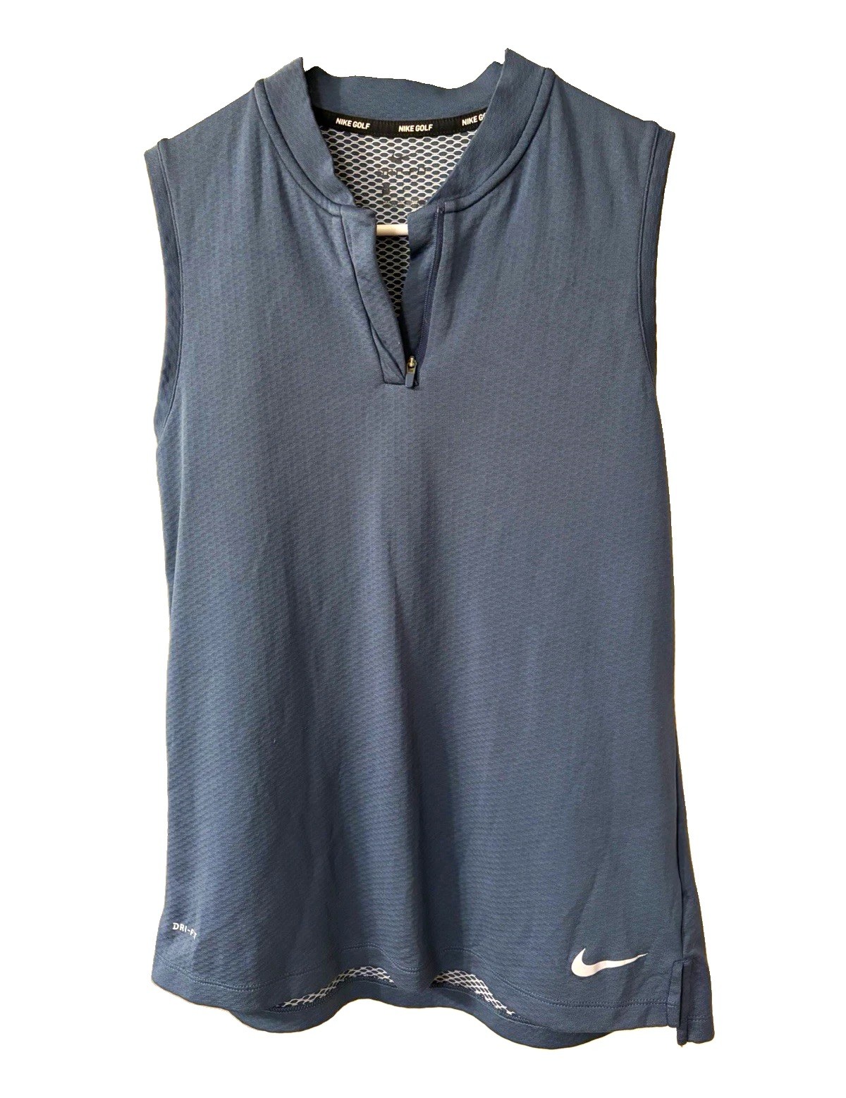 Nike Golf Dri-FIT Blue Sleeveless 1/4 Zip V-Neck Breathable Tank Top M Worn Once
