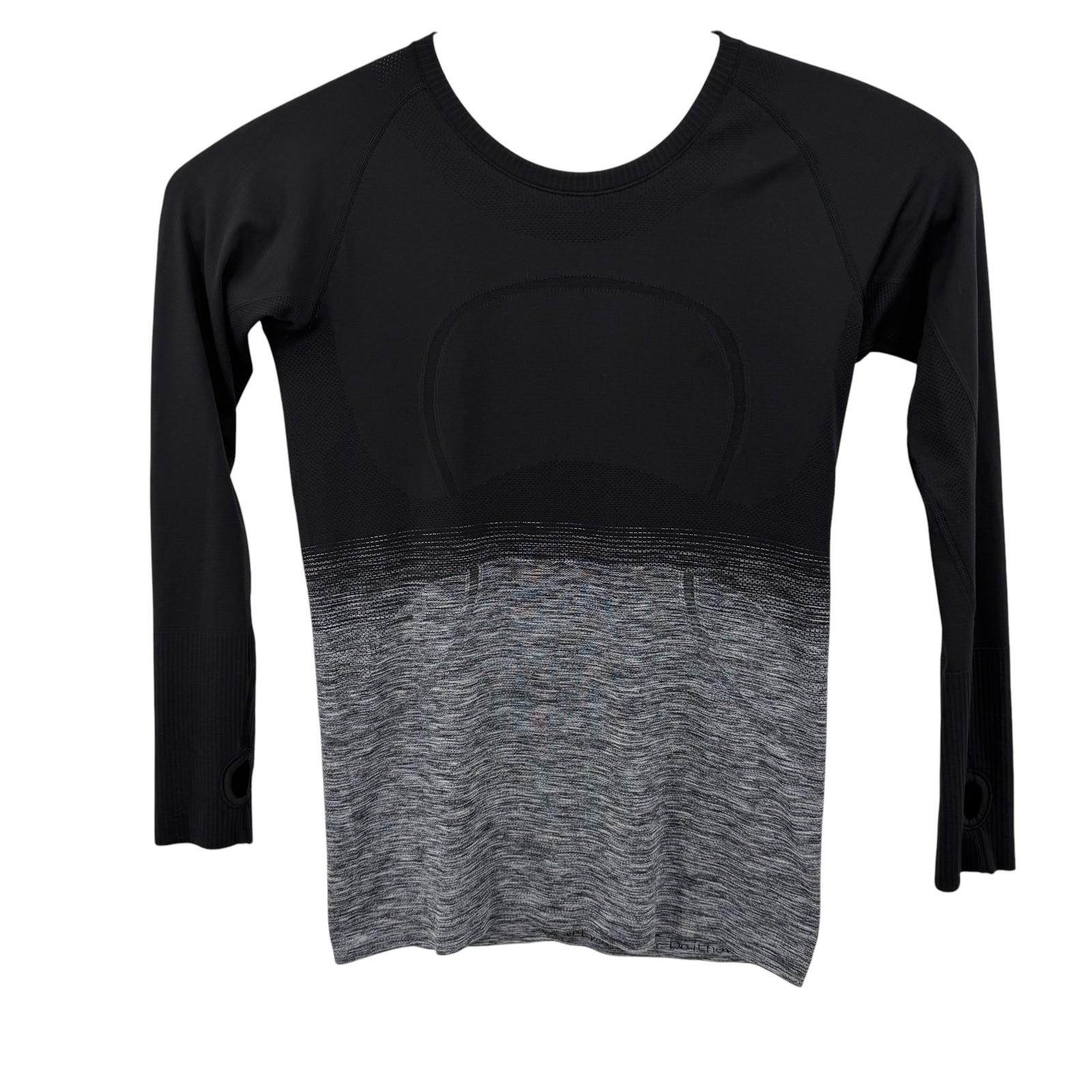 Lululemon Swiftly Tech Long Sleeve Shirt Black Grey Ombre Space Dye Thumbhole 10