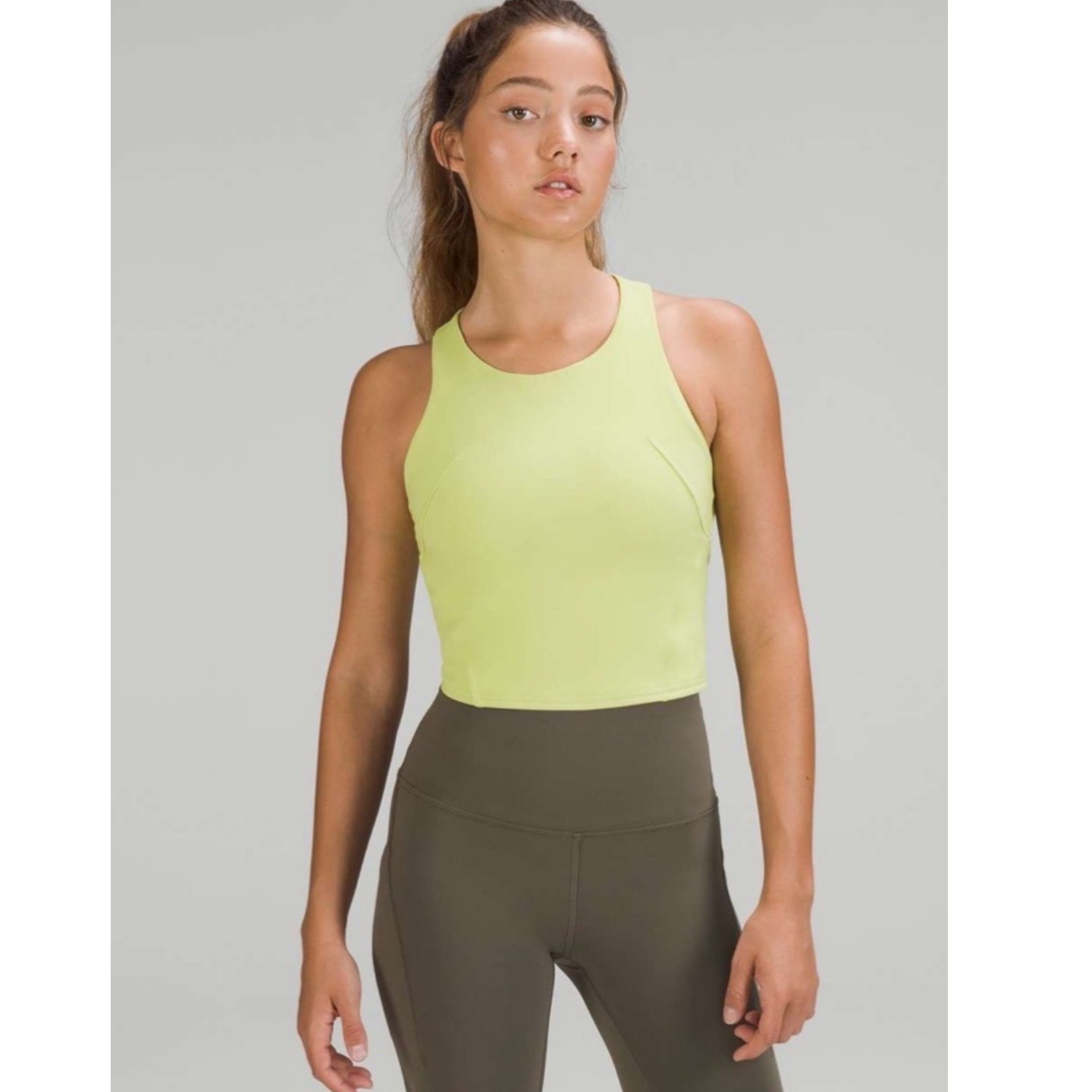 Lululemon Invigorate Training Tank Top Lime Green High Neck Racerback Crop Tank