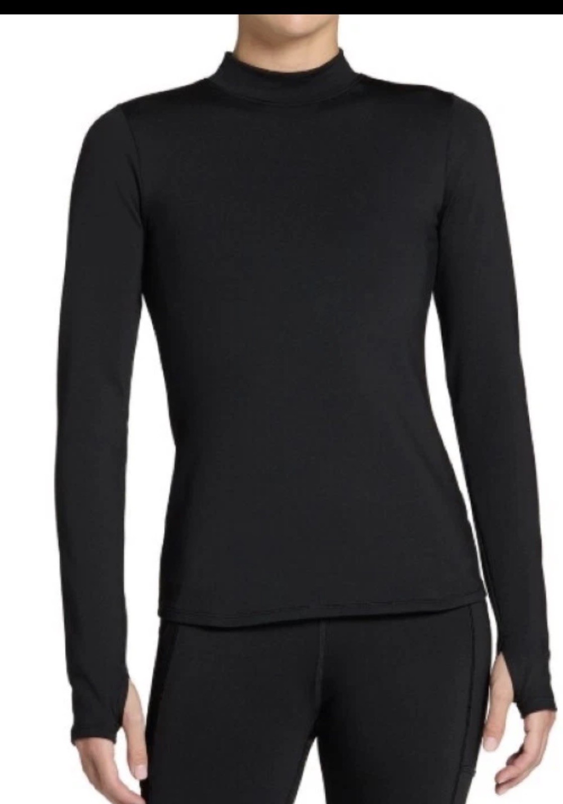 DSG Women Black Cold Weather Compression Mock Neck Shirt Long Sleeve Size L NWT