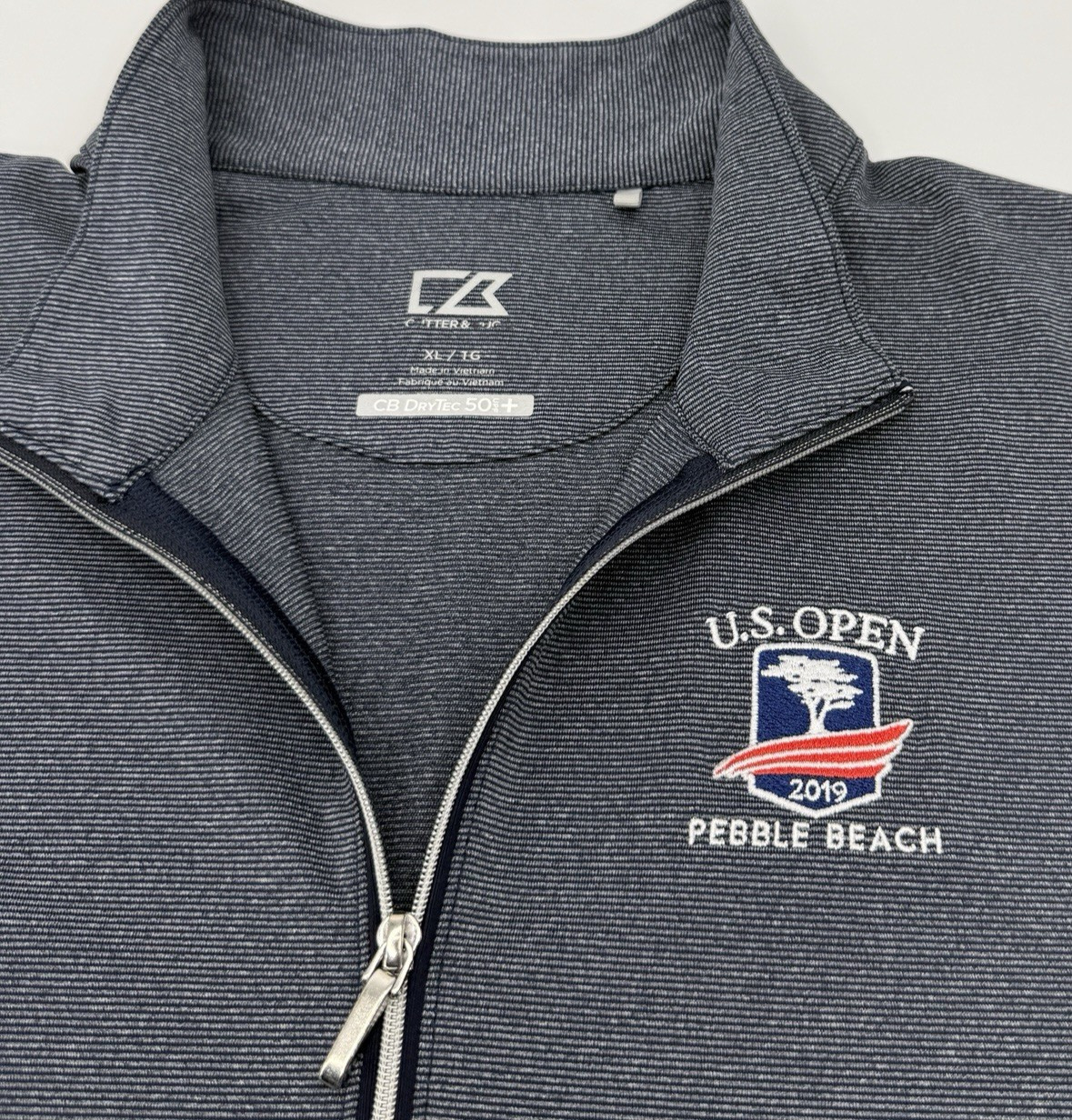 Cutter Buck 1/4 Zip Pullover Womens XL Navy US Open Pebble Beach Golf