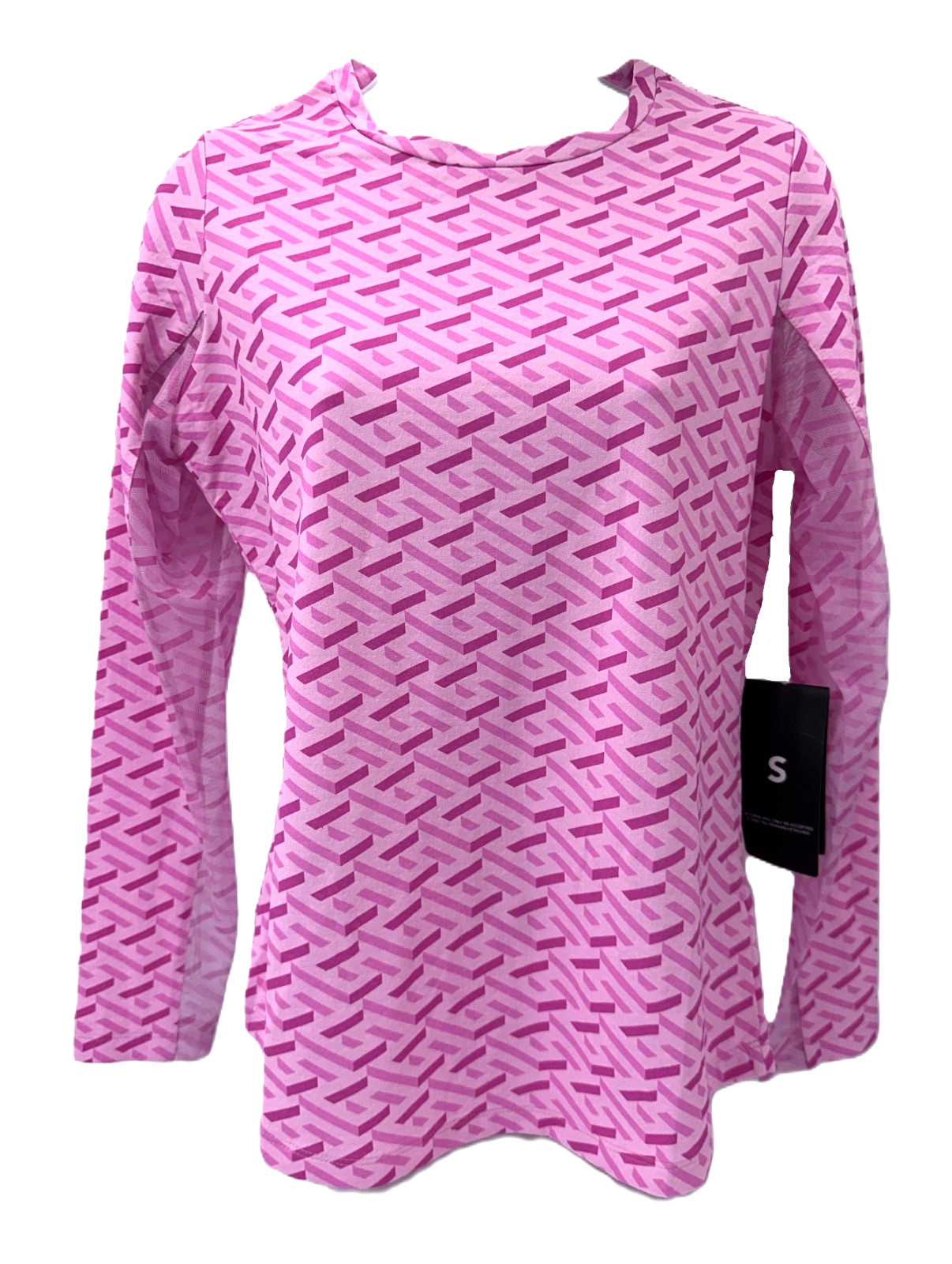 $90 IBKUL Women’s Long Sleeve Crew Neck Top-Fatima Hot Pink/Candy Pink-Small-New